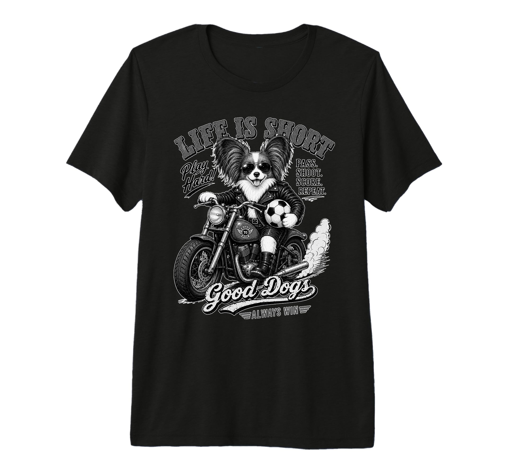 Papillon Motorbike Love Footbal T-Shirt - Aesthetic Graphic for Adults - T-Shirt, Sweatshirt, Hoodie