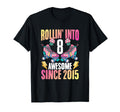 Rollin Into 8 Birthday Roller Skater T-Shirt - Custom Art Print Men Women - T-Shirt, Sweatshirt, Hoodie