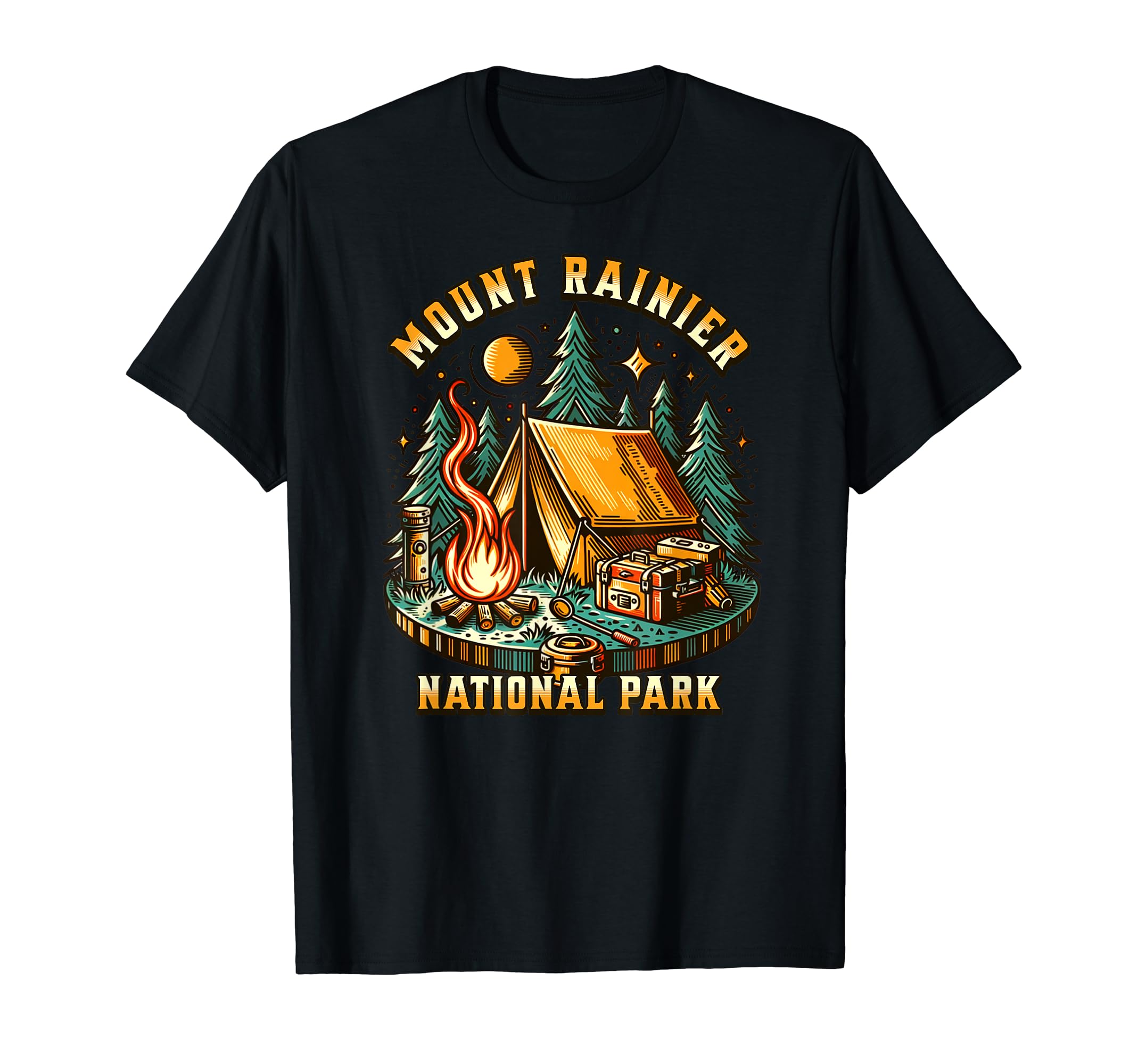 Camping Forest Campfire Mount T-Shirt - Fun Novelty Design for Adults - T-Shirt, Sweatshirt, Hoodie