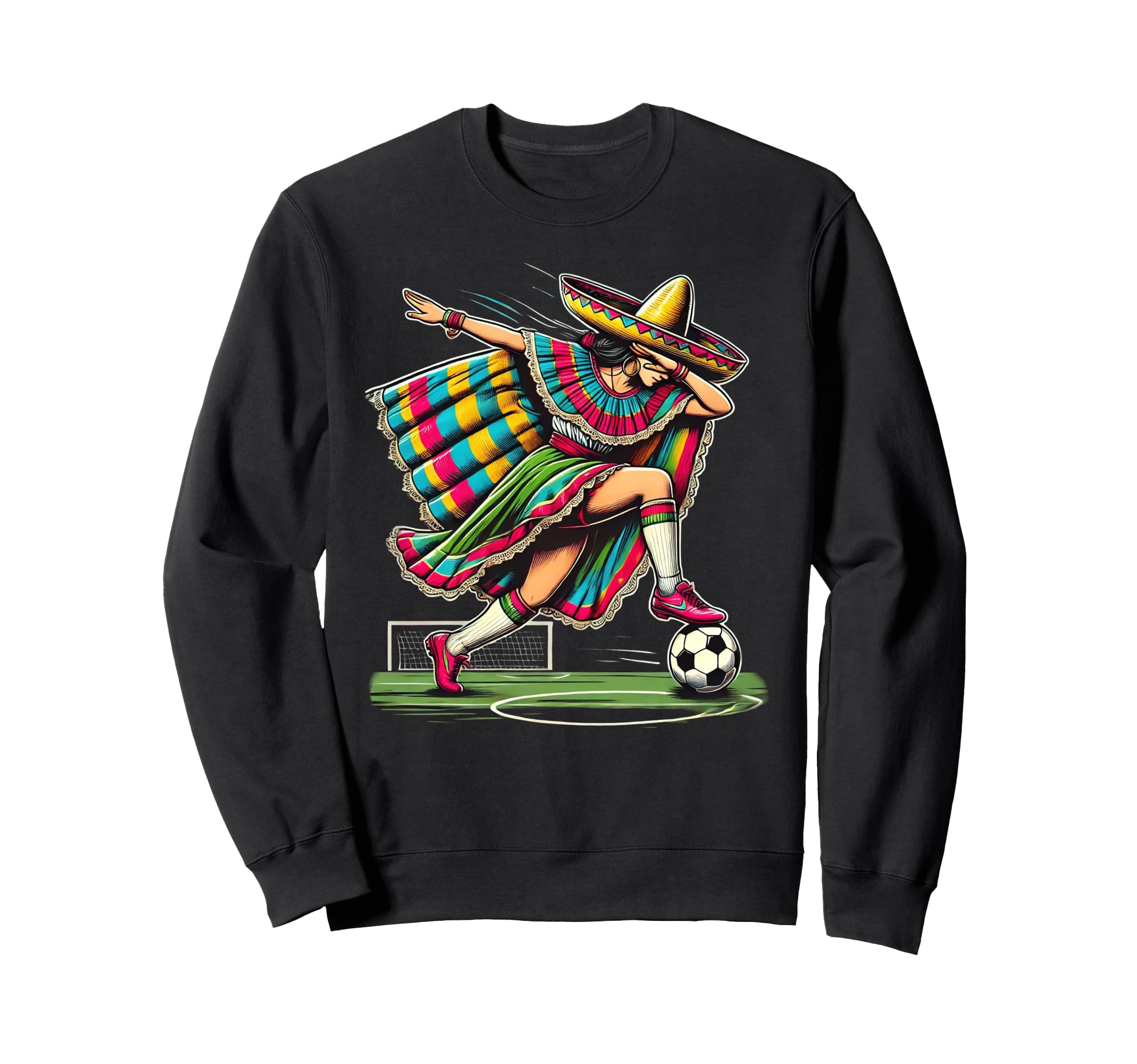 Dabbing Mexican Soccer Chica Sweatshirt - Fun Novelty Design for Adults - T-Shirt, Sweatshirt, Hoodie