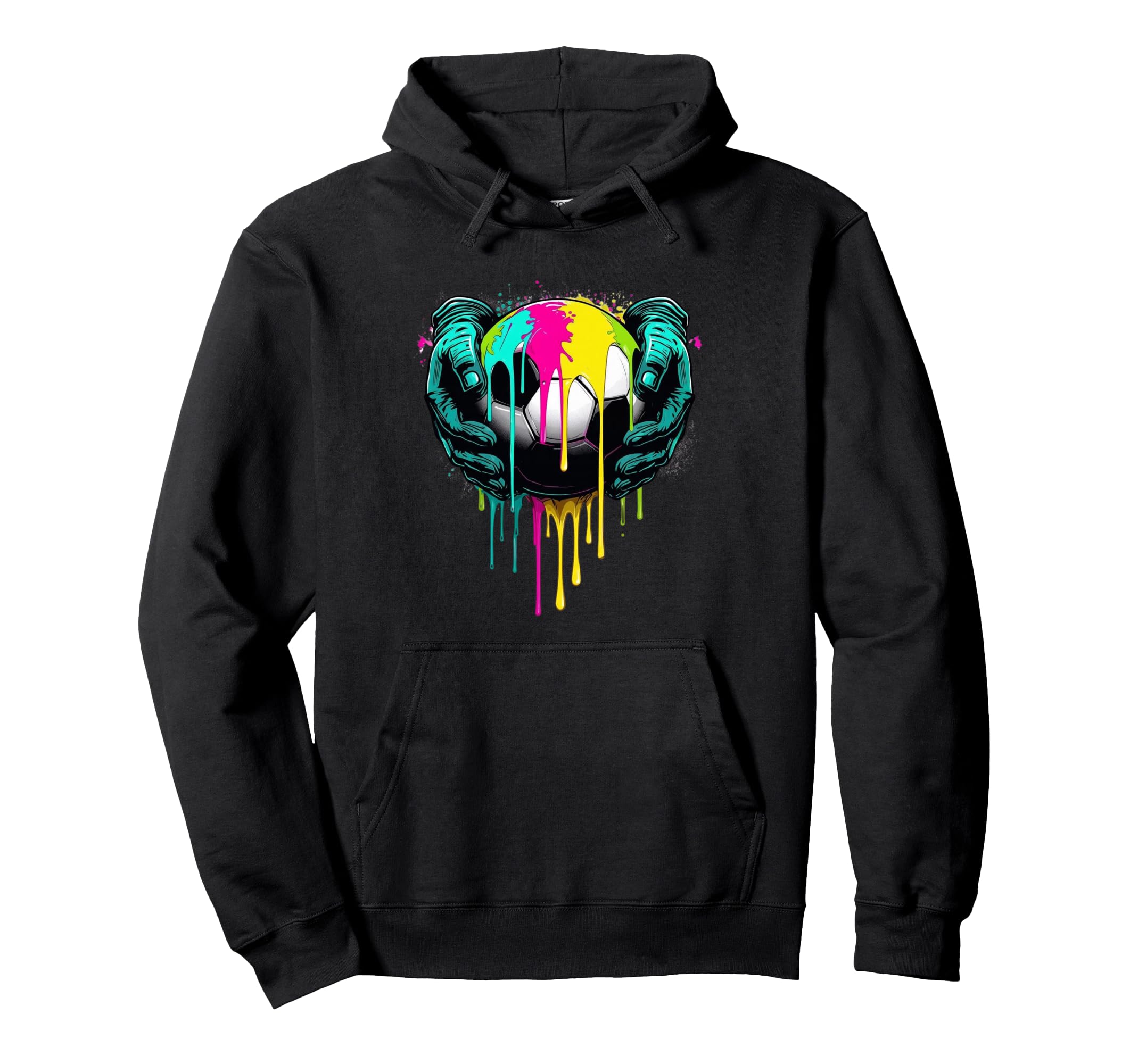 Paint Drip Soccer Player Ball Goalie Hoodie - Trendy Graphic Men Women - T-Shirt, Sweatshirt, Hoodie