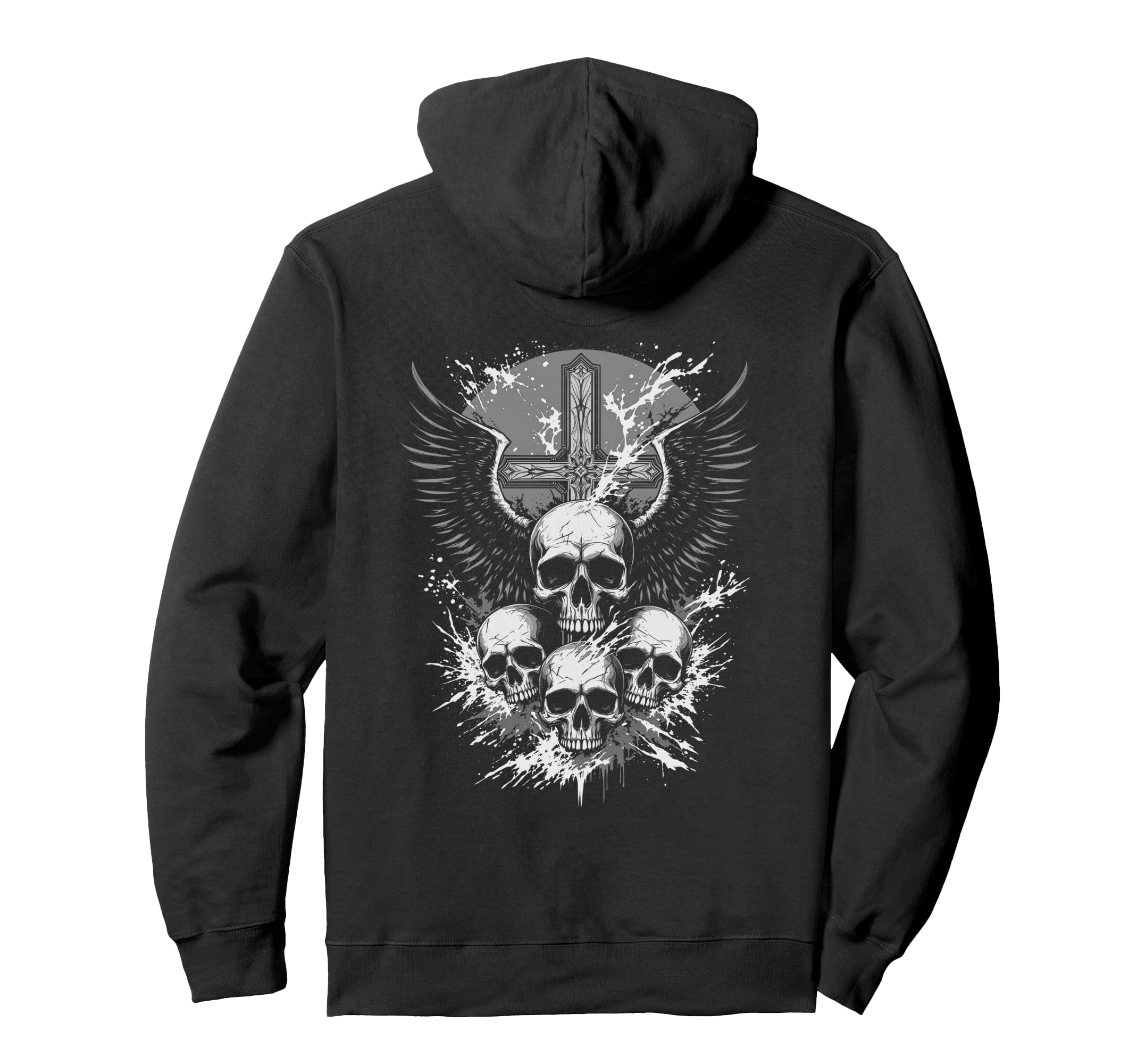 Gothic Skull Cross Art Wings Grunge Punk Hoodie - Graphic Print for Adults - T-Shirt, Sweatshirt, Hoodie