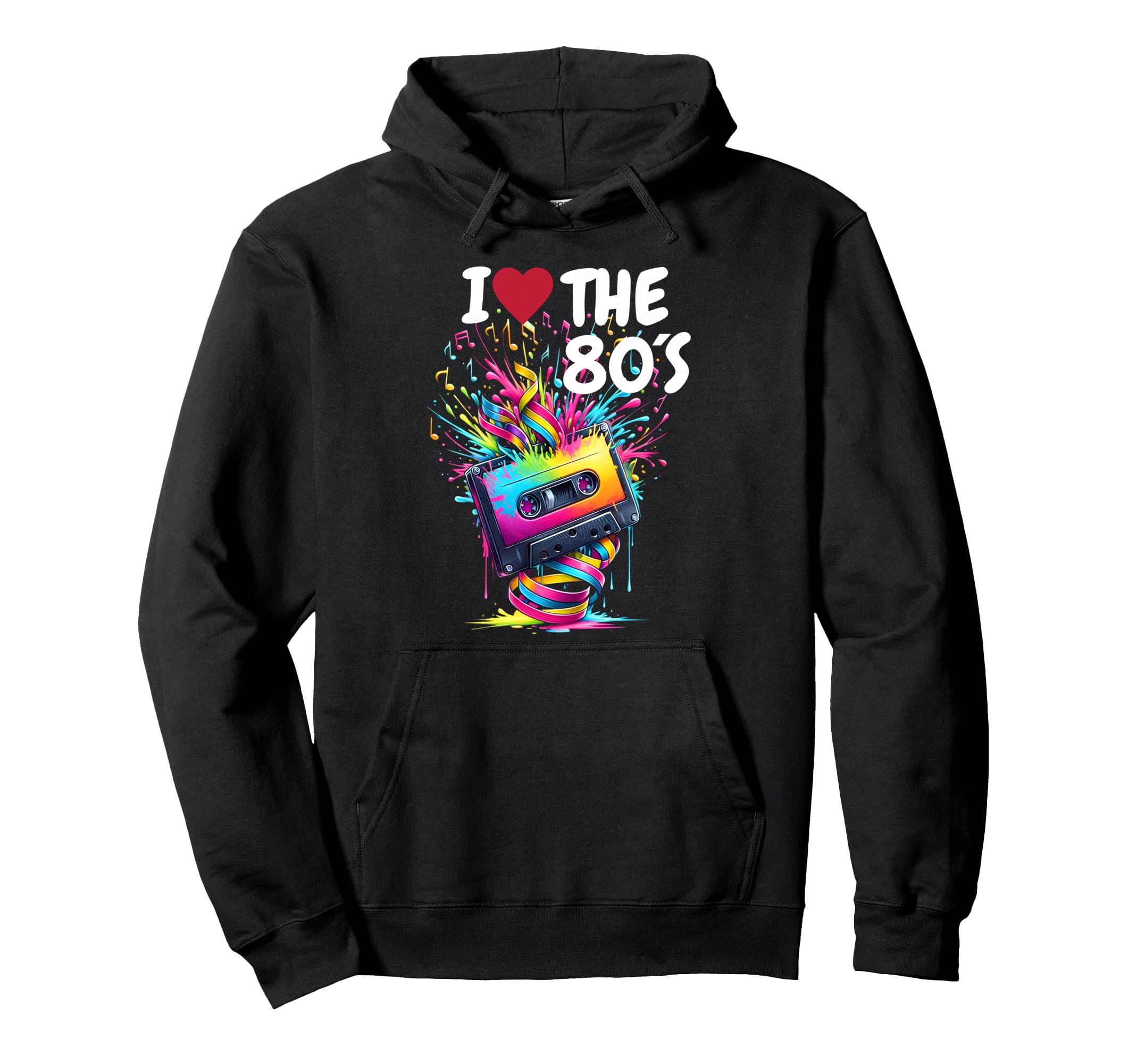 80S Music Notes Cassette Tape Music 1980S Hoodie - Graphic Print Unisex - T-Shirt, Sweatshirt, Hoodie