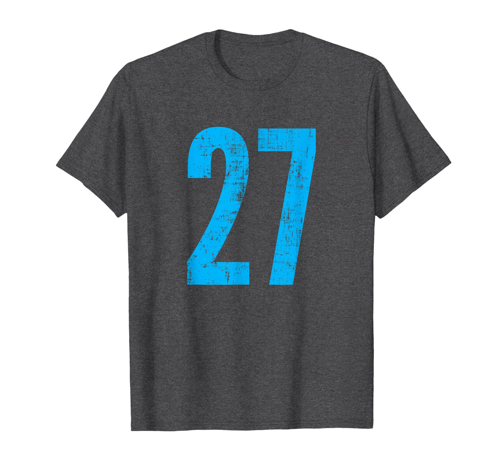 Number 27 Distressed Sport Team Player T-Shirt - Custom Art Print Unisex - T-Shirt, Sweatshirt, Hoodie