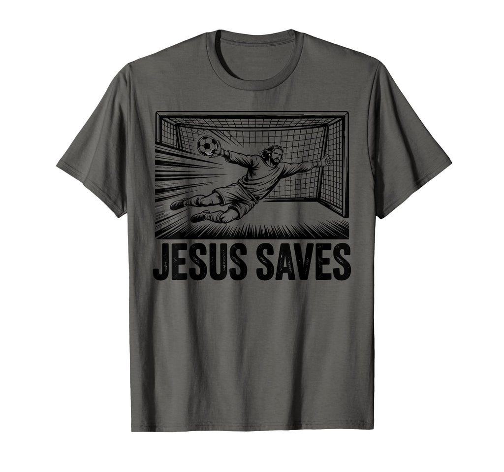 Soccer Goalie Goalkeeper Jesus Saves T-Shirt - Unique Graphic for Adults - T-Shirt, Sweatshirt, Hoodie