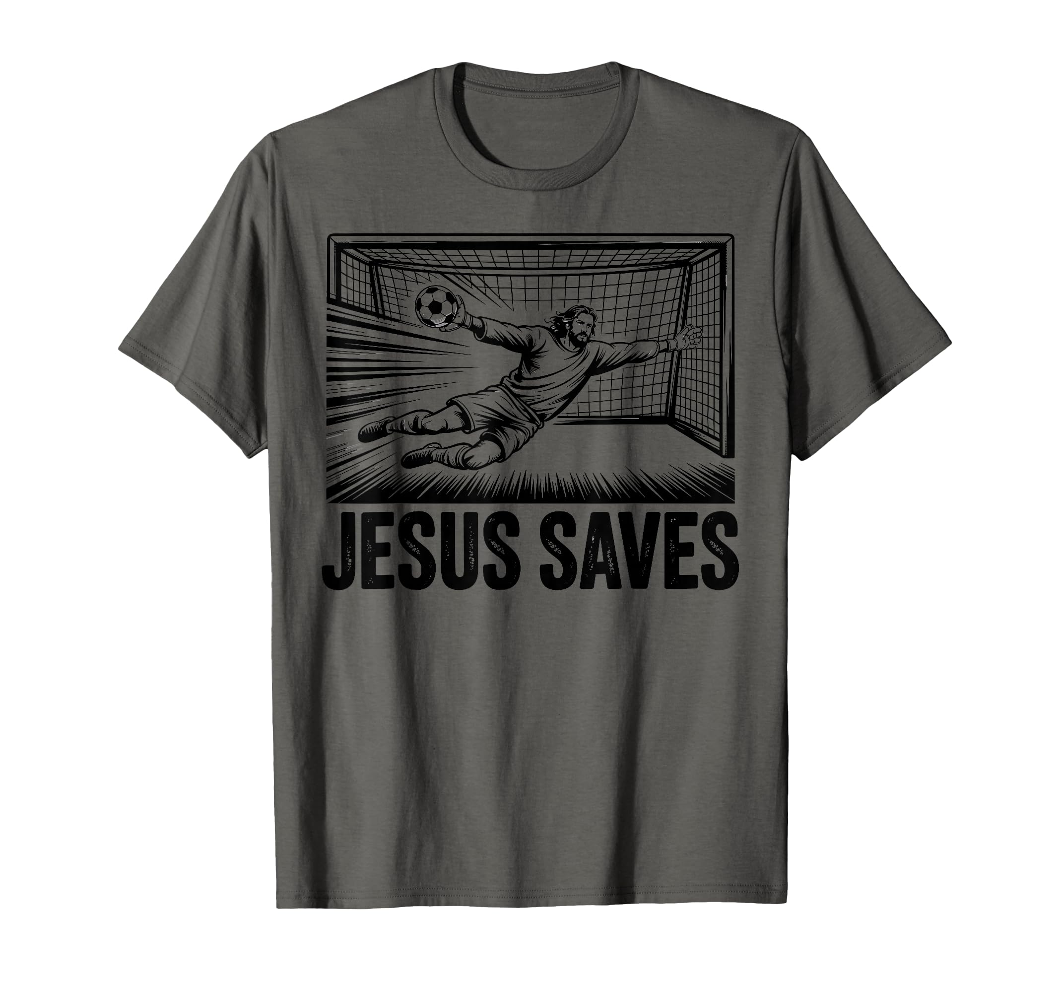 Soccer Goalie Goalkeeper Jesus Saves T-Shirt - Unique Graphic for Adults - T-Shirt, Sweatshirt, Hoodie