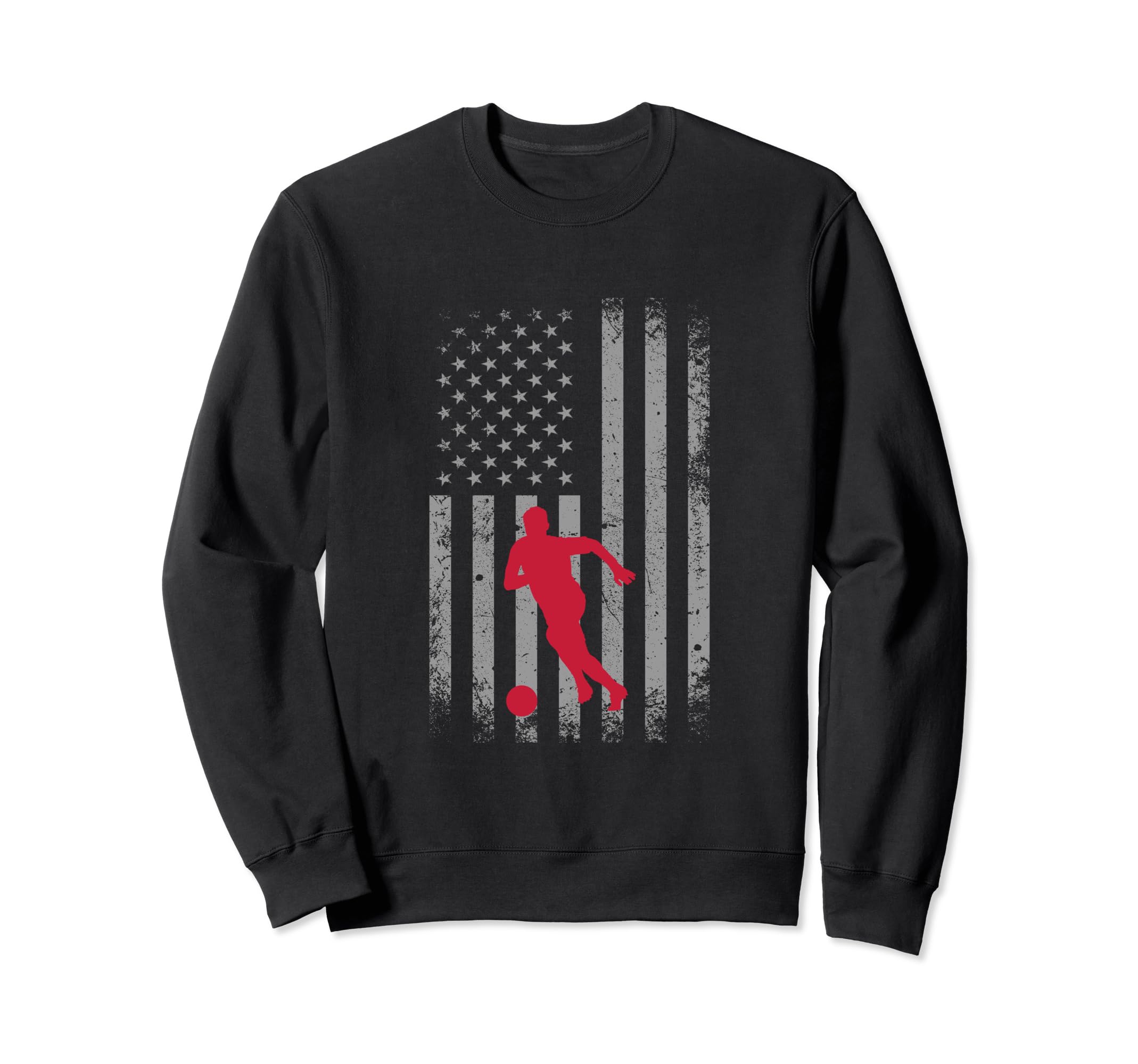 Distressed American Flag Soccer Player Sweatshirt - Unique Graphic Unisex - T-Shirt, Sweatshirt, Hoodie
