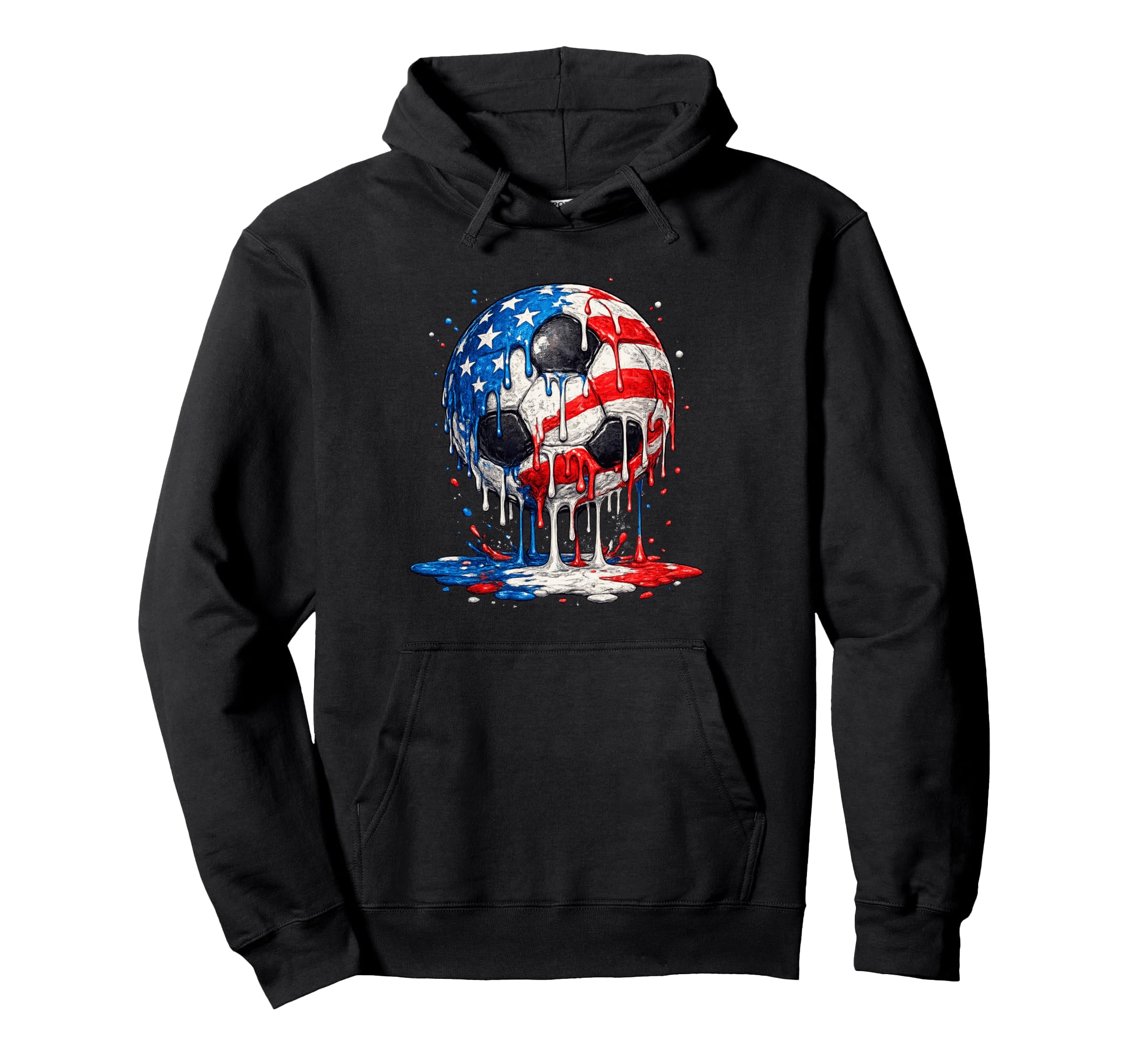 Soccer Drip Ice Cream American Flag Hoodie - Streetwear Style for Adults - T-Shirt, Sweatshirt, Hoodie