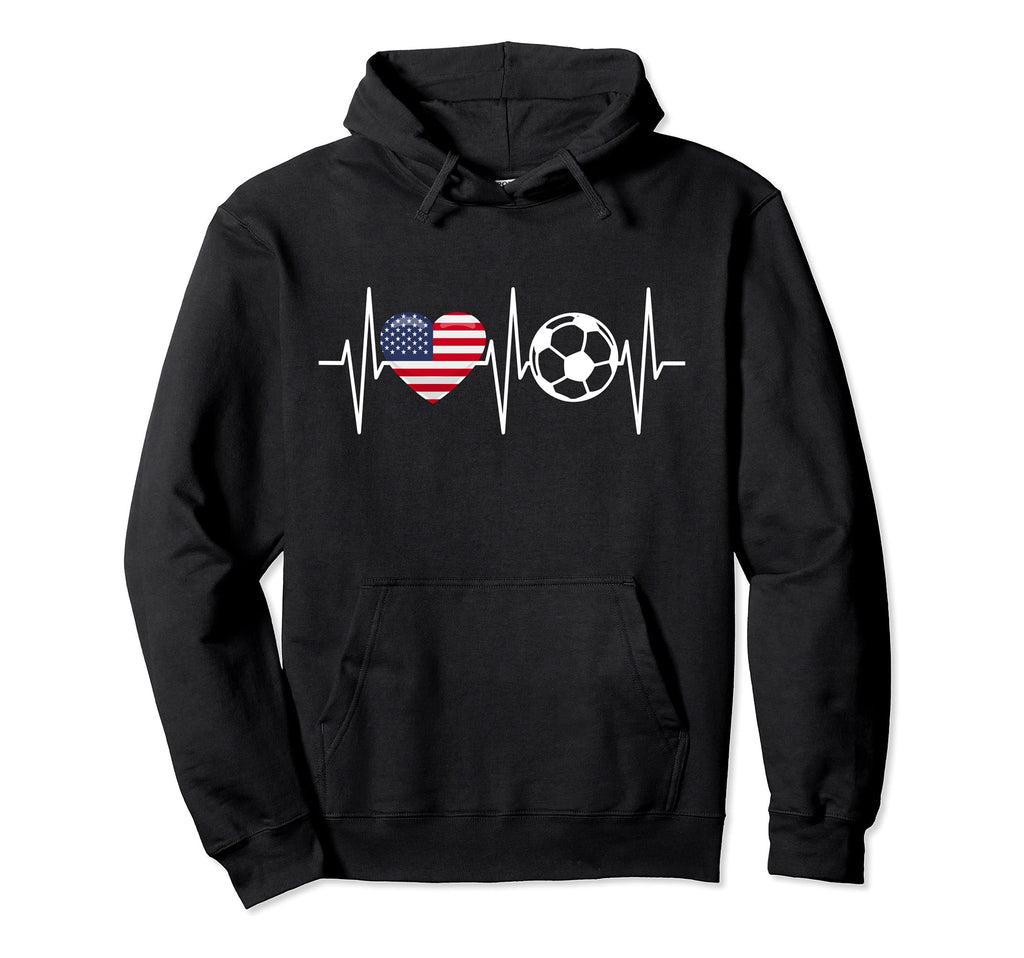 Usa Soccer Funny Soccer Fan Heartbeat Hoodie - Minimalist Print for Adults - T-Shirt, Sweatshirt, Hoodie
