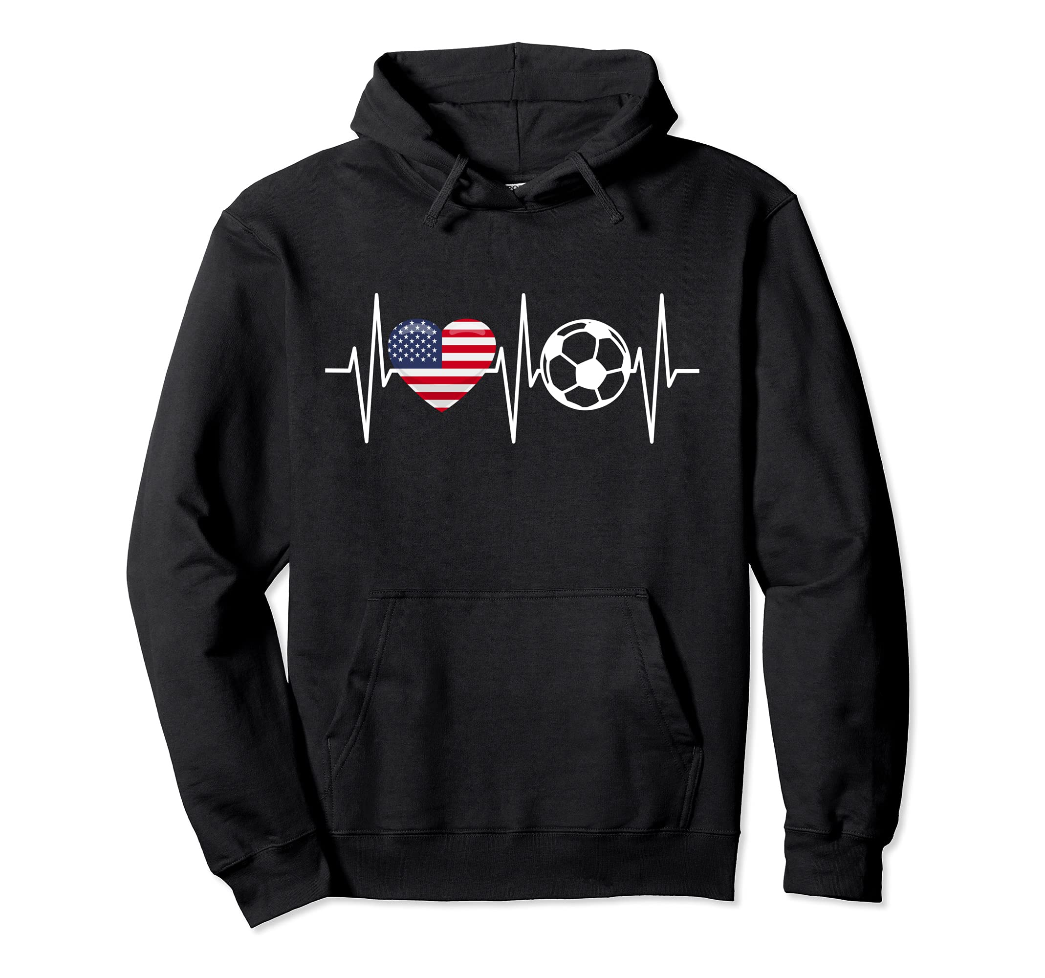 Usa Soccer Funny Soccer Fan Heartbeat Hoodie - Minimalist Print for Adults - T-Shirt, Sweatshirt, Hoodie