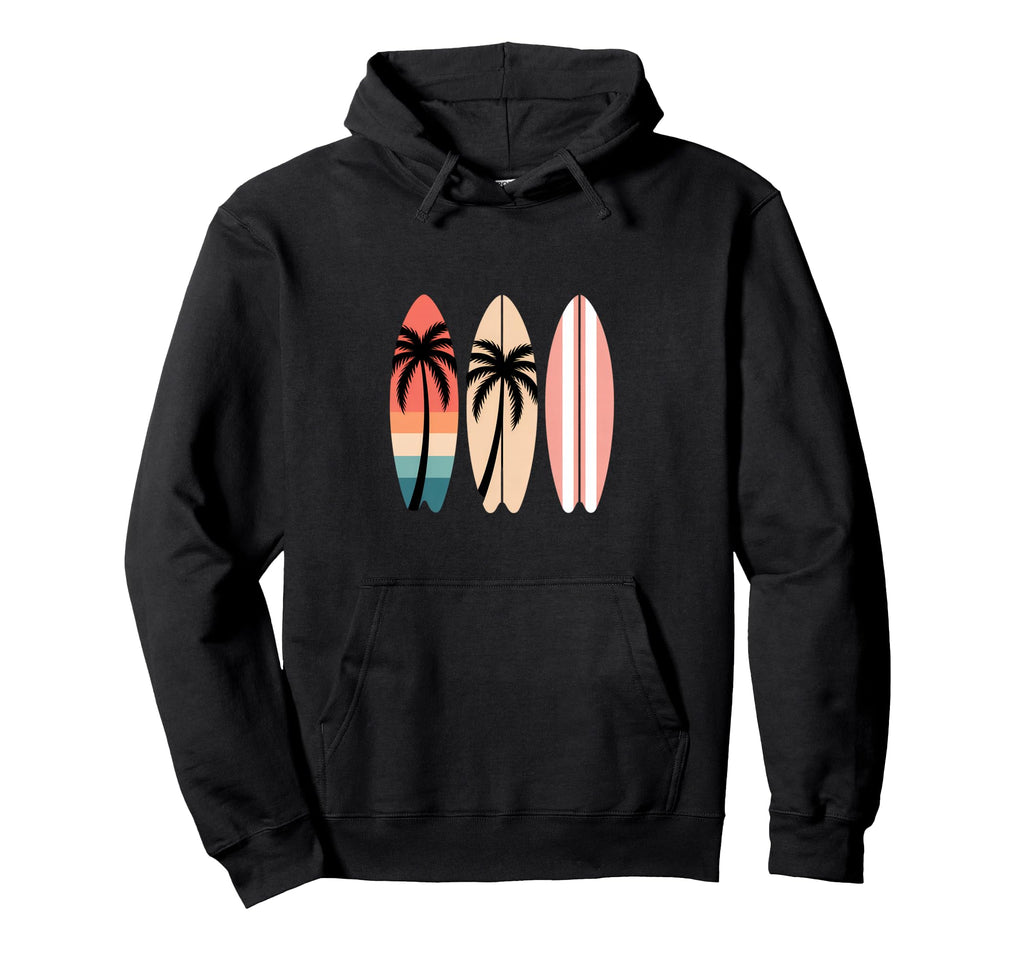 Funny Surfboards Palm Trees Beach Hoodie - Streetwear Style for Adults - T-Shirt, Sweatshirt, Hoodie