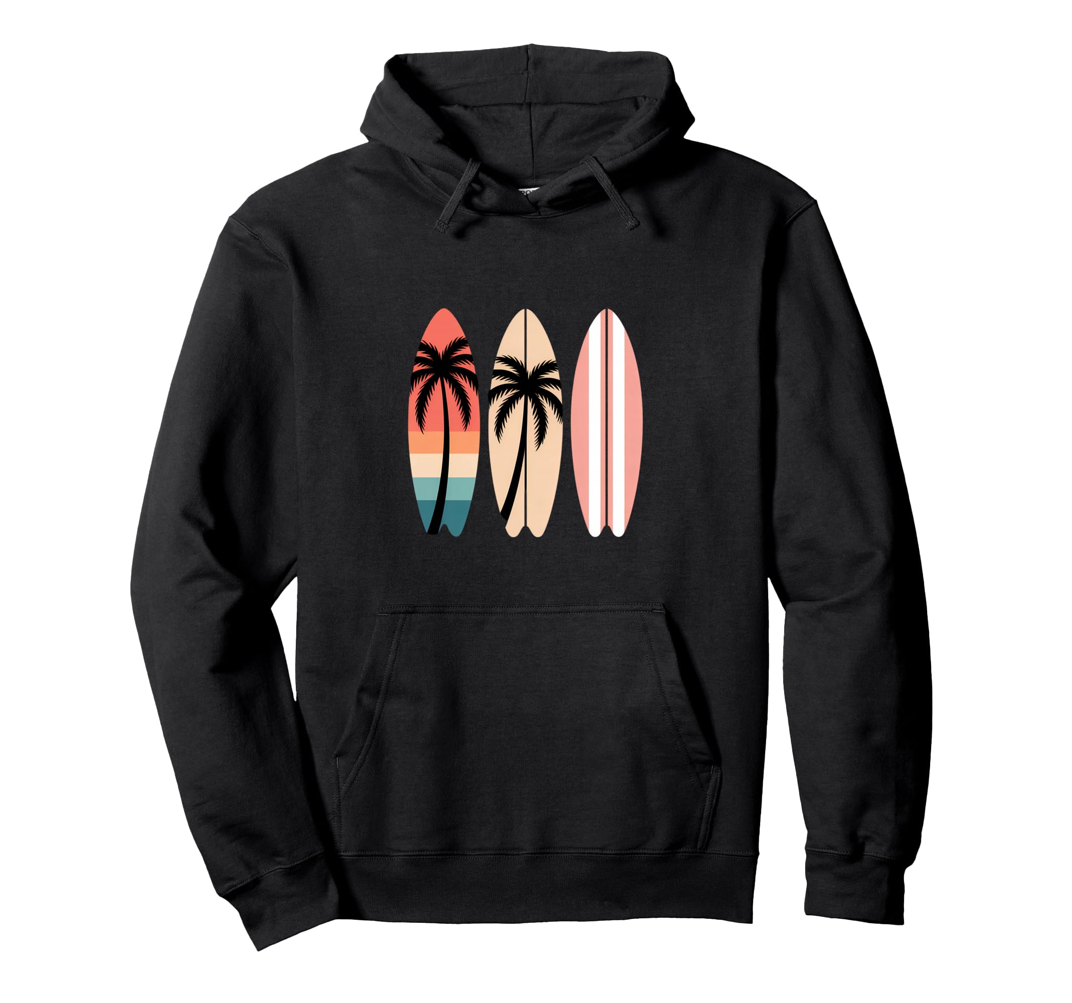 Funny Surfboards Palm Trees Beach Hoodie - Streetwear Style for Adults - T-Shirt, Sweatshirt, Hoodie