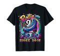 Birthday Roller Skating 9Th Rollin Into T-Shirt - Minimalist Print Unisex - T-Shirt, Sweatshirt, Hoodie