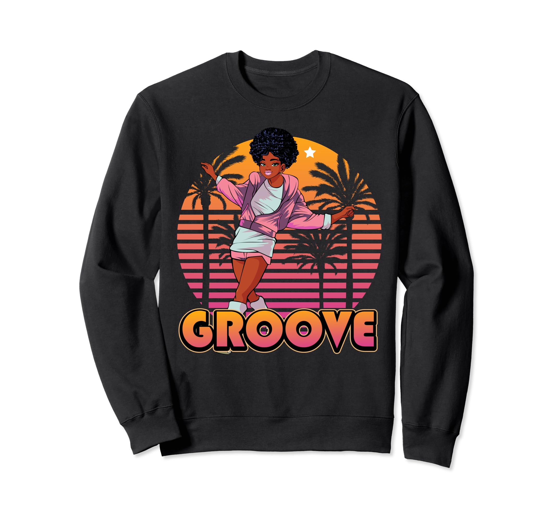 Afro Groove Roller Skate 80S 70S Sweatshirt - Unique Graphic Men Women - T-Shirt, Sweatshirt, Hoodie
