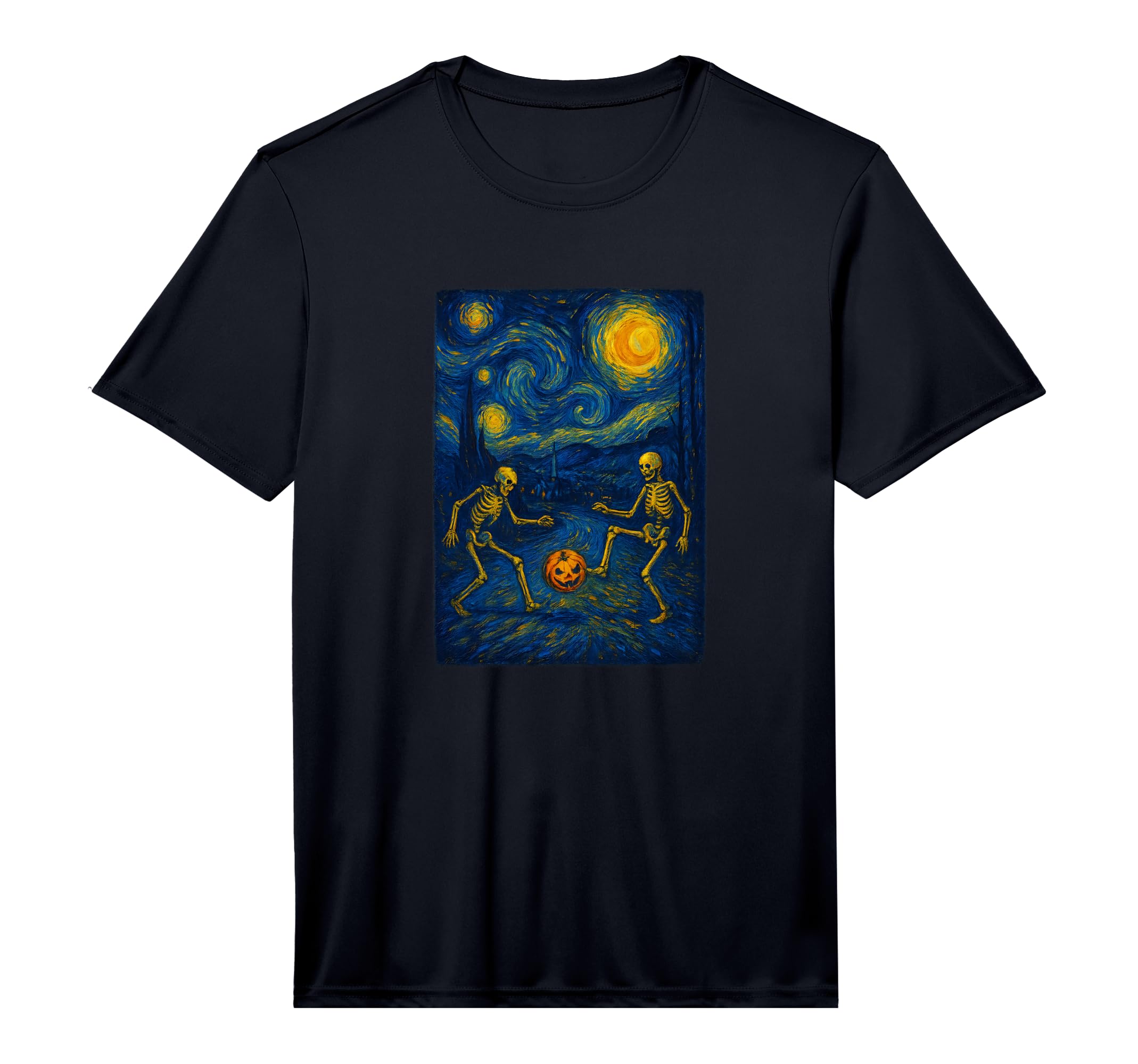 Mens Starry Night Skeleton Pumpkin T-Shirt - Unique Graphic Men Women - T-Shirt, Sweatshirt, Hoodie