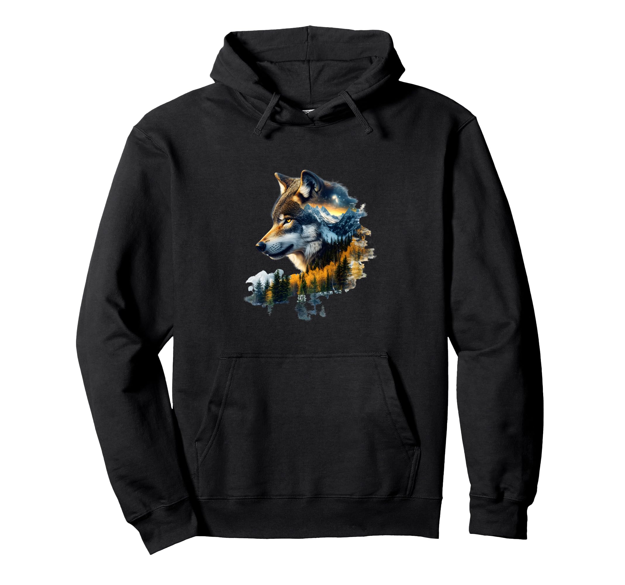 National Parks Mountains Adventure Wolf Hoodie - Unique Graphic for Adults - T-Shirt, Sweatshirt, Hoodie
