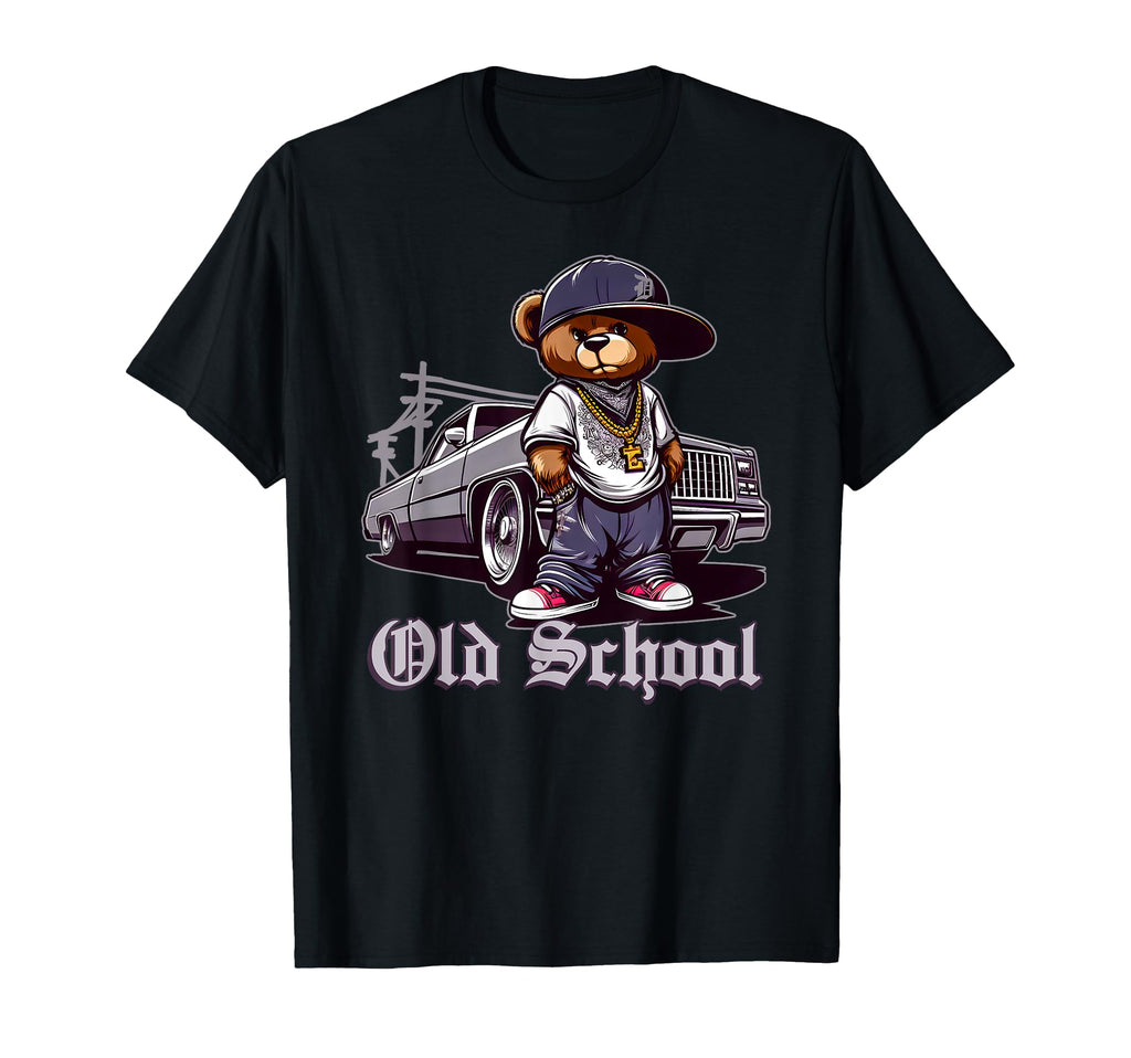 Old School Hip Hop Teddy Bear Lowrider T-Shirt - Graphic Print for Adults - T-Shirt, Sweatshirt, Hoodie