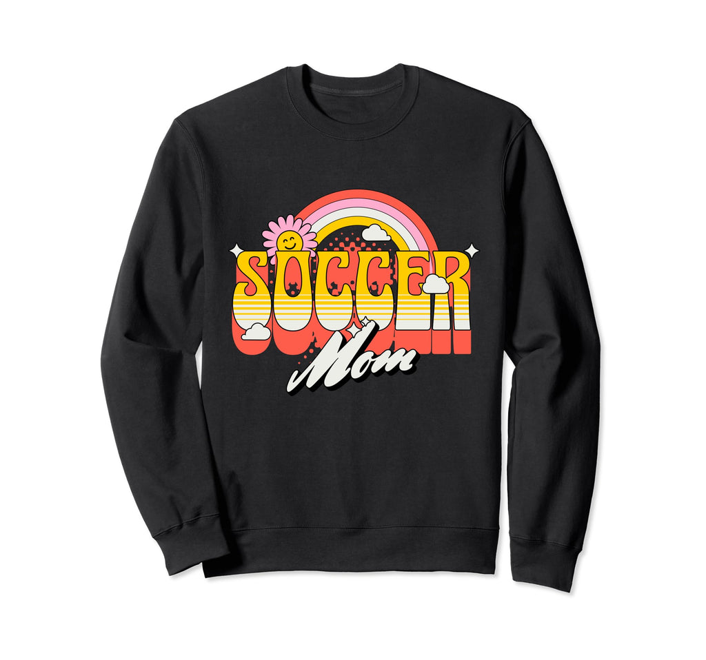Soccer Mom Groovy Soccer Fan Sweatshirt - Novelty Apparel for Adults - T-Shirt, Sweatshirt, Hoodie