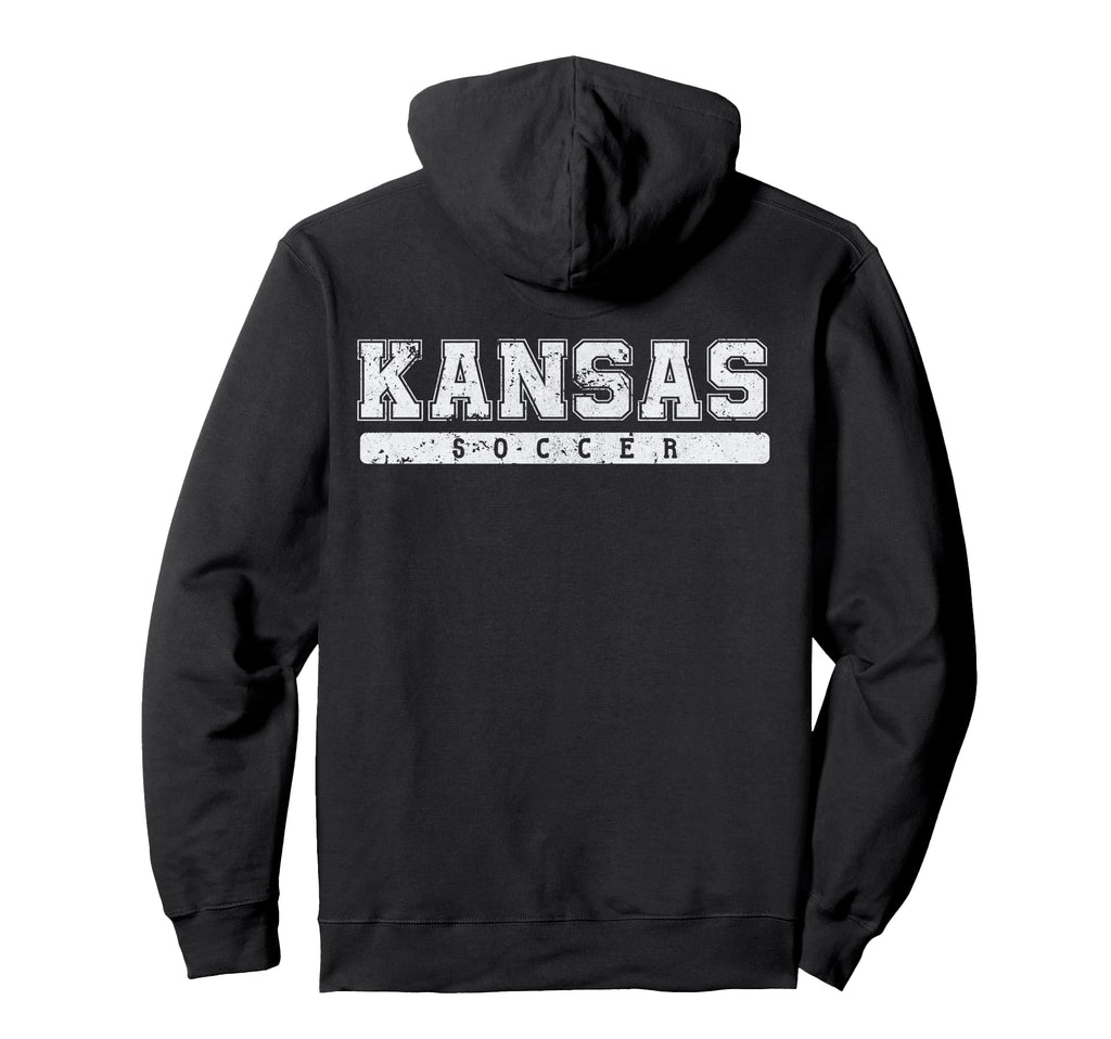 Kansas Soccer White Text Hoodie - Novelty Apparel Unisex - T-Shirt, Sweatshirt, Hoodie