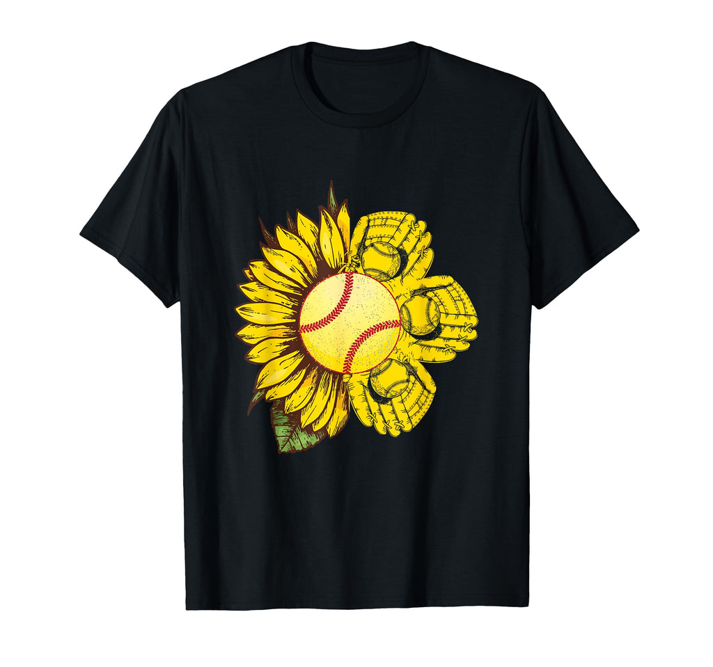 Softball Sunflower Mom Mother Softball T-Shirt - Graphic Print Men Women - T-Shirt, Sweatshirt, Hoodie