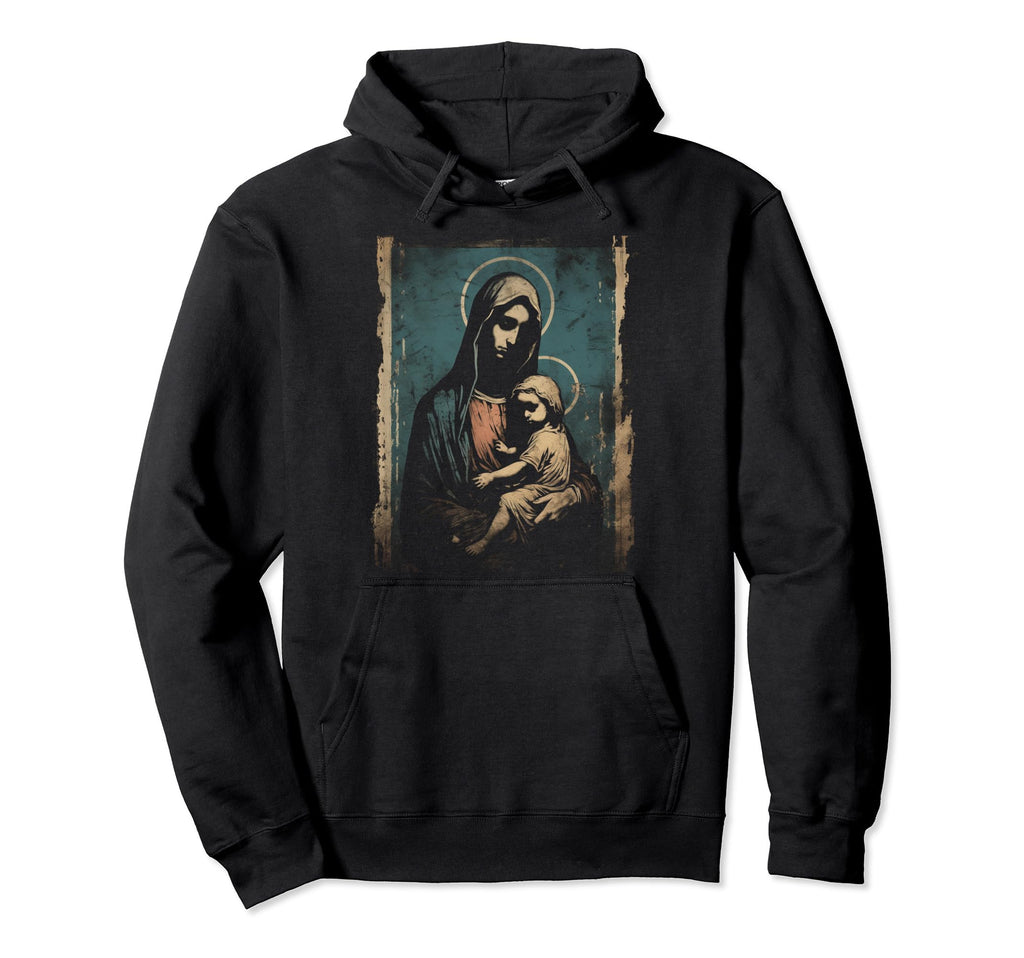 Mary Jesus Distressed 90S Goth Grunge Hoodie - Streetwear Style Unisex - T-Shirt, Sweatshirt, Hoodie