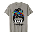 Mom Life Messy Bun Hair Autism Soccer T-Shirt - Custom Art Print Unisex - T-Shirt, Sweatshirt, Hoodie