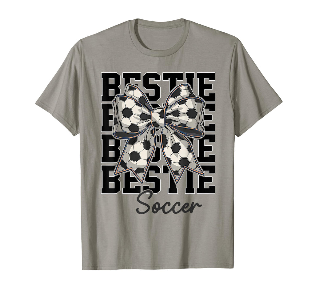 Soccer Bestie Coquette Bow Biggest Fan T-Shirt - Trendy Graphic for Adults - T-Shirt, Sweatshirt, Hoodie