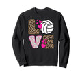 Love Volleyball Leopard Sweatshirt - Aesthetic Graphic for Adults - T-Shirt, Sweatshirt, Hoodie