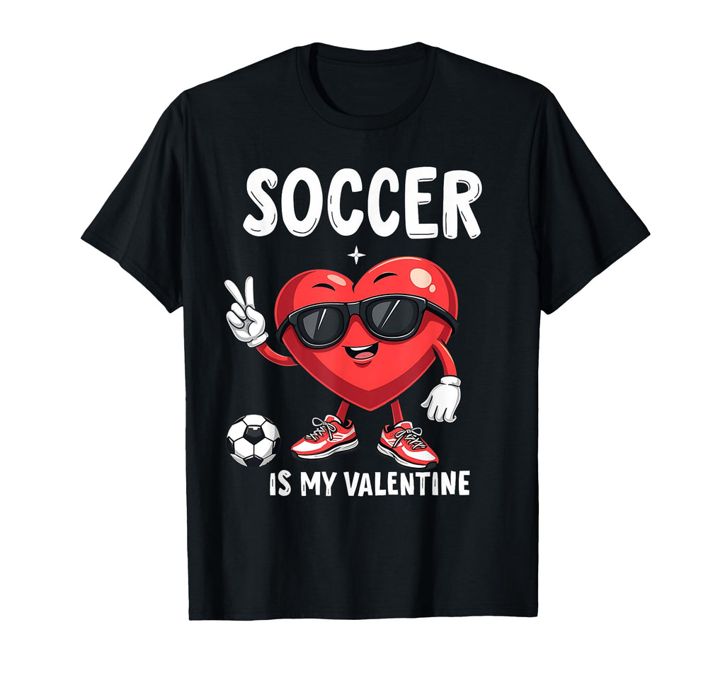Soccer Heart Cartoon Valentines Day T-Shirt - Fun Novelty Design Men Women - T-Shirt, Sweatshirt, Hoodie