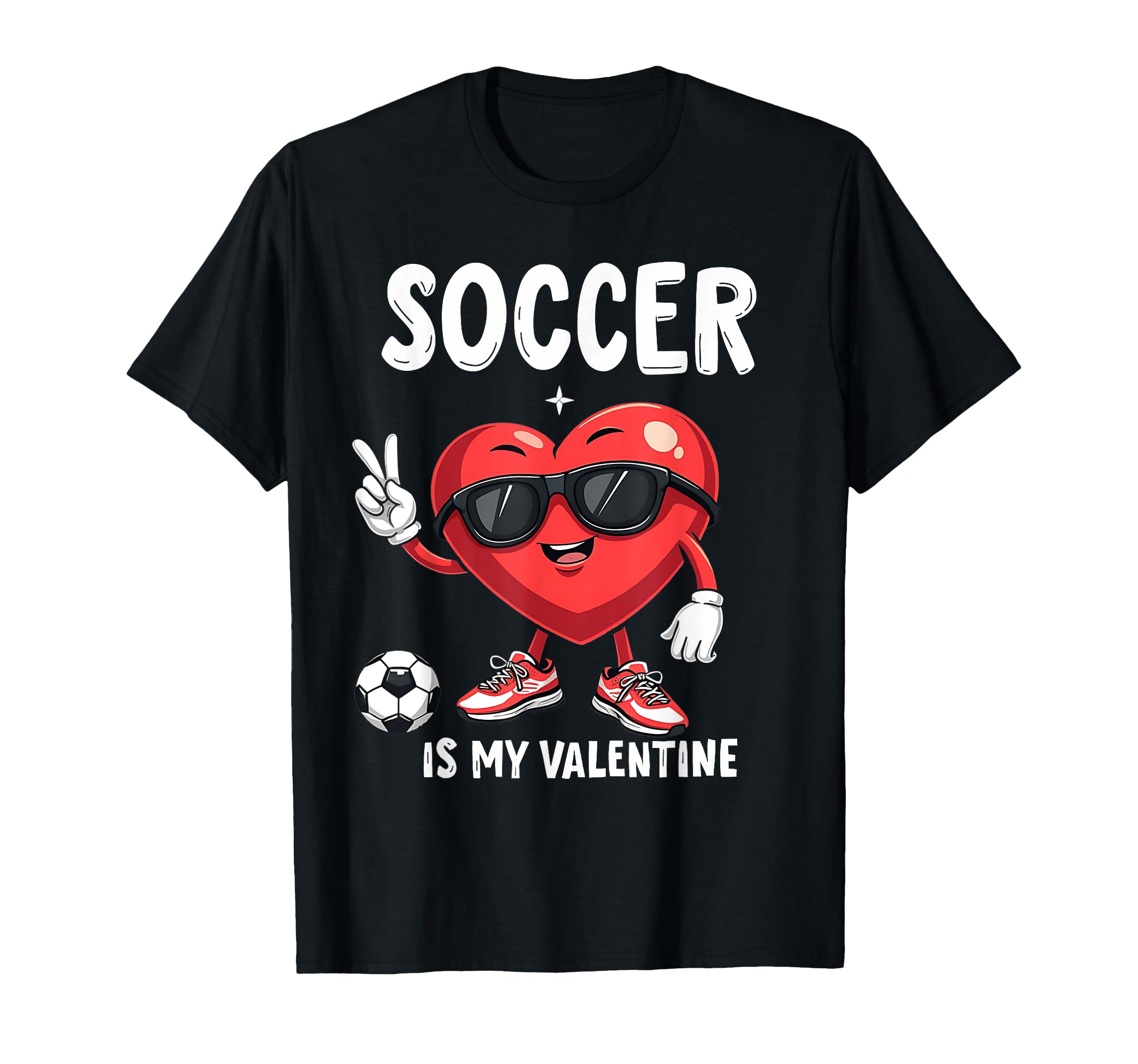 Soccer Heart Cartoon Valentines Day T-Shirt - Fun Novelty Design Men Women - T-Shirt, Sweatshirt, Hoodie