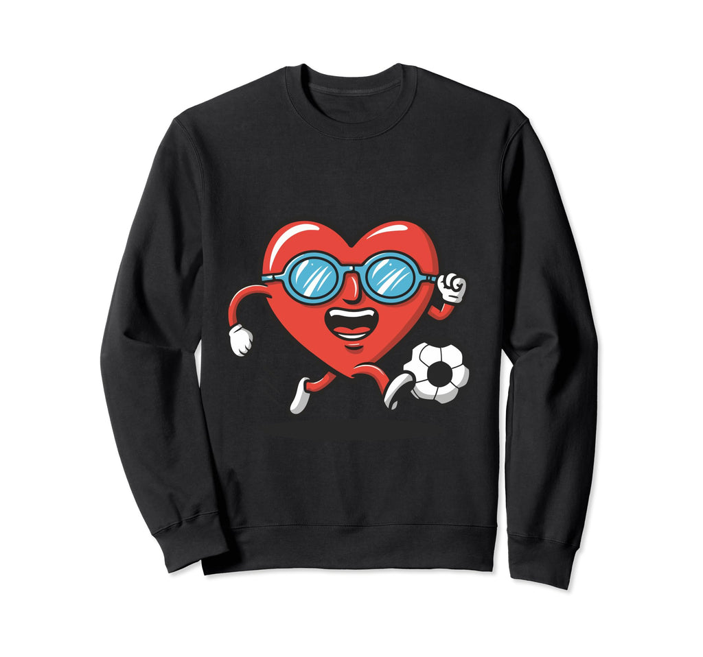 Heart Running Soccer Ball Valentines Sweatshirt - Custom Art Print Unisex - T-Shirt, Sweatshirt, Hoodie