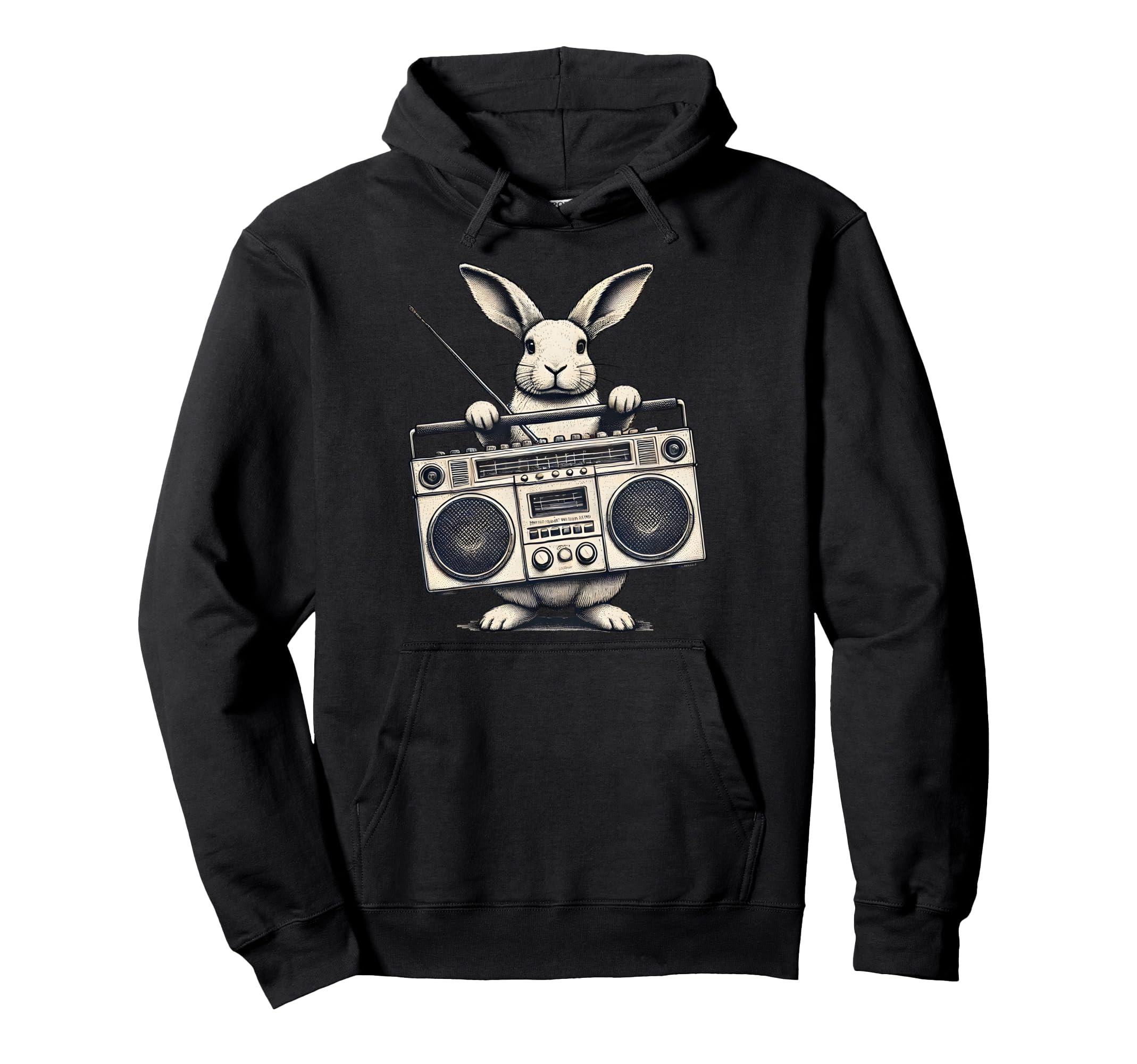 Hip Hop Easter Bunny Boombox Rabbit Box Hoodie - Aesthetic Graphic Unisex - T-Shirt, Sweatshirt, Hoodie