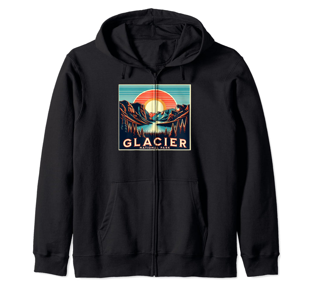 Glacier National Park Montana Usa Hoodie - Fun Novelty Design for Adults - T-Shirt, Sweatshirt, Hoodie