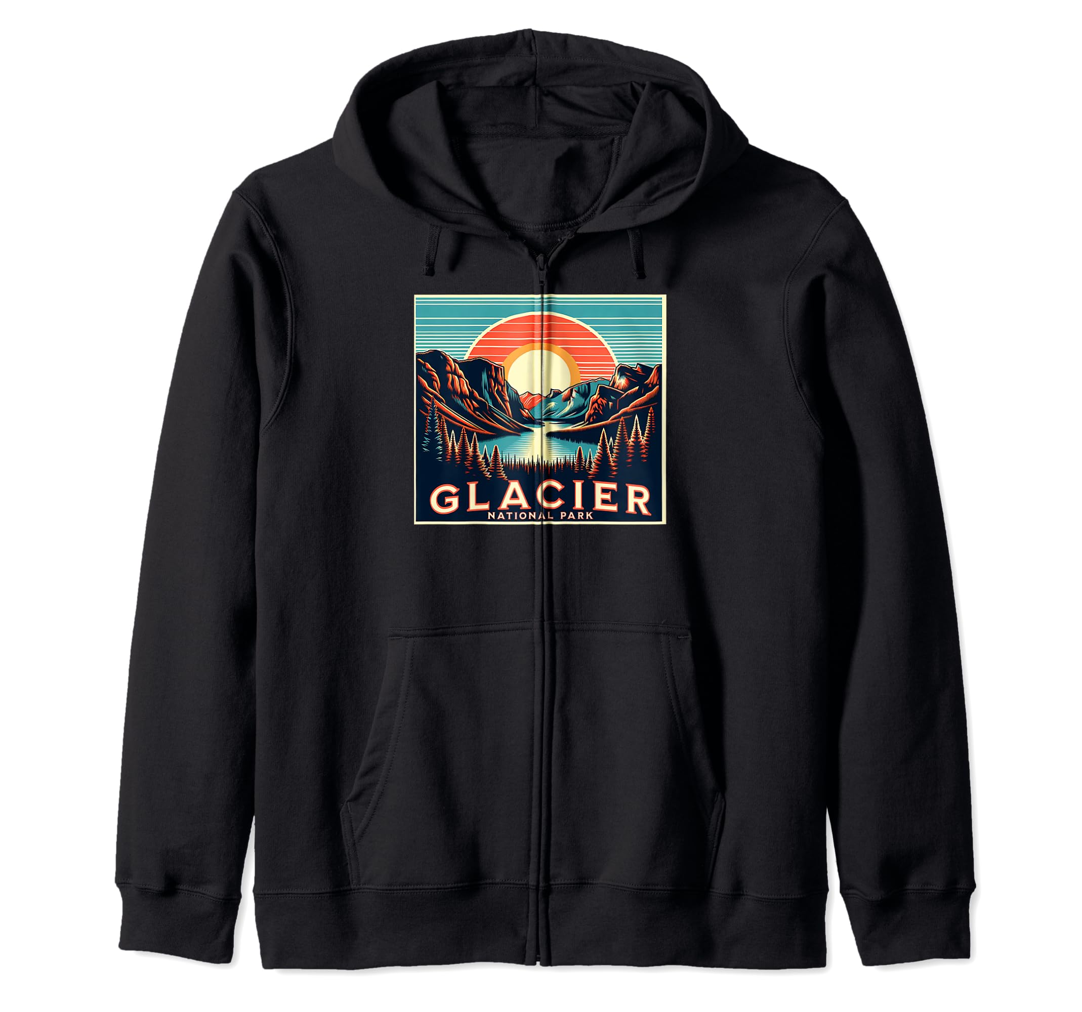 Glacier National Park Montana Usa Hoodie - Fun Novelty Design for Adults - T-Shirt, Sweatshirt, Hoodie
