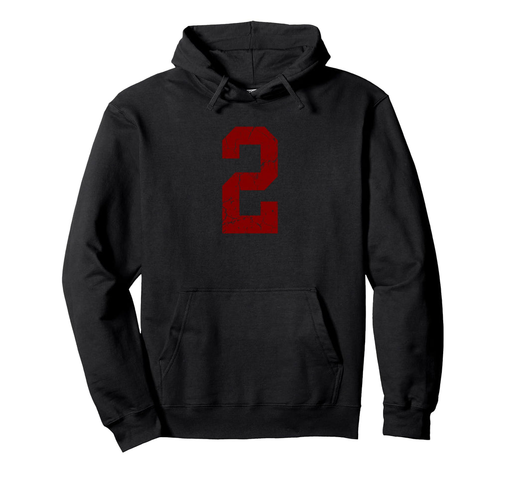 Distressed Maroon Number 2 Jersey Hoodie - Streetwear Style Men Women - T-Shirt, Sweatshirt, Hoodie