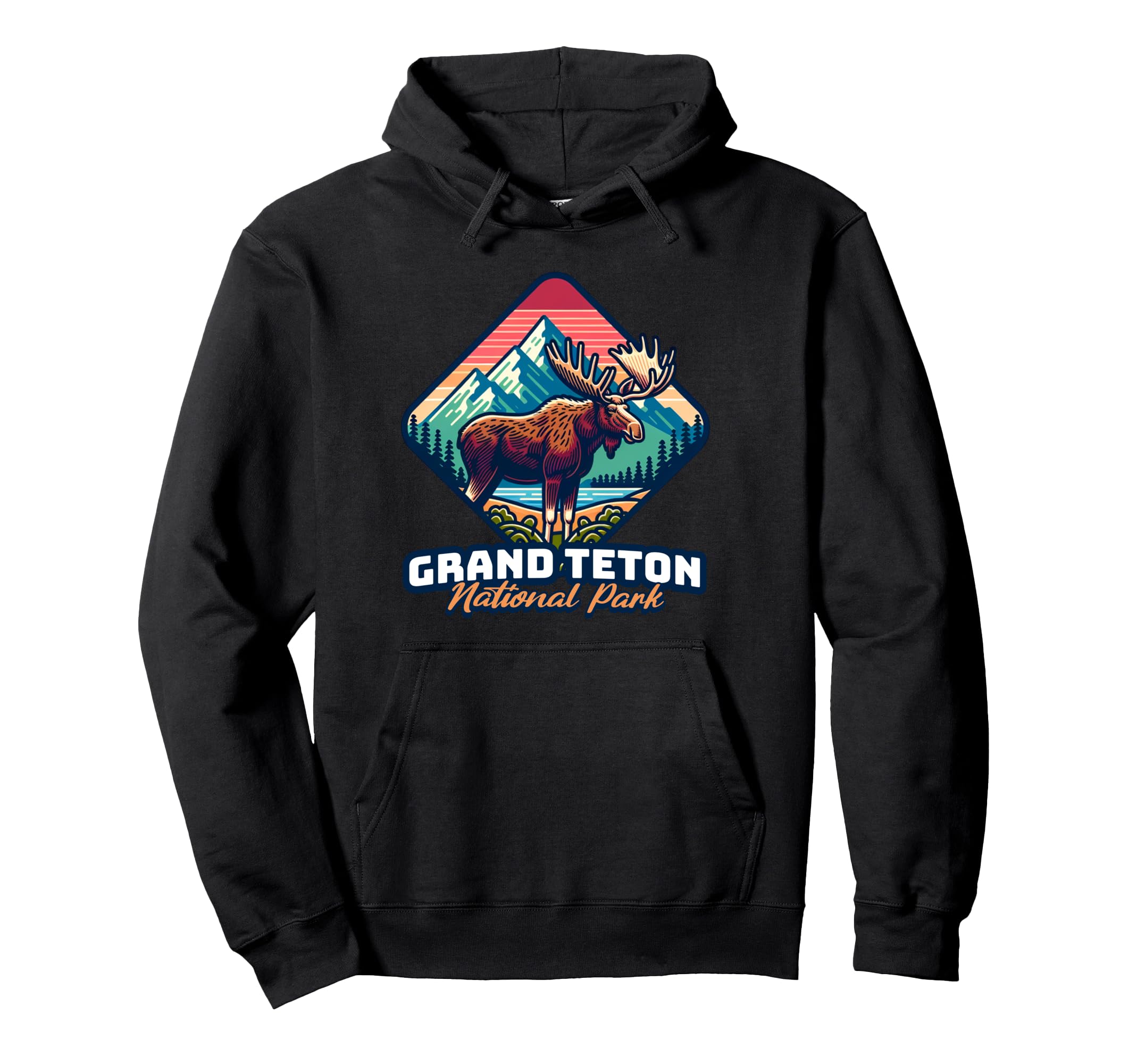 Grand Teton Forest National Park Moose Hoodie - Novelty Apparel Unisex - T-Shirt, Sweatshirt, Hoodie