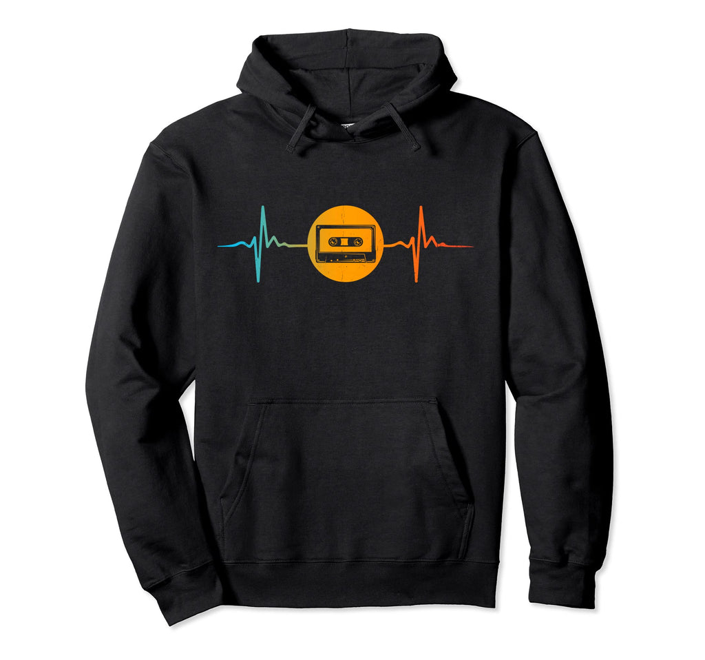 Heart Pulse Tape Cassette Music Hoodie - Novelty Apparel Men Women - T-Shirt, Sweatshirt, Hoodie