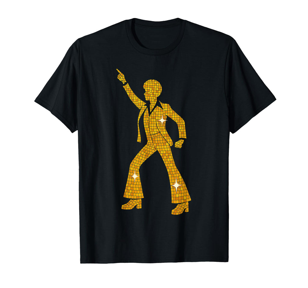 70S Disco Dancer Gold Silhouette Night Fever T-Shirt - Graphic Print Unisex - T-Shirt, Sweatshirt, Hoodie