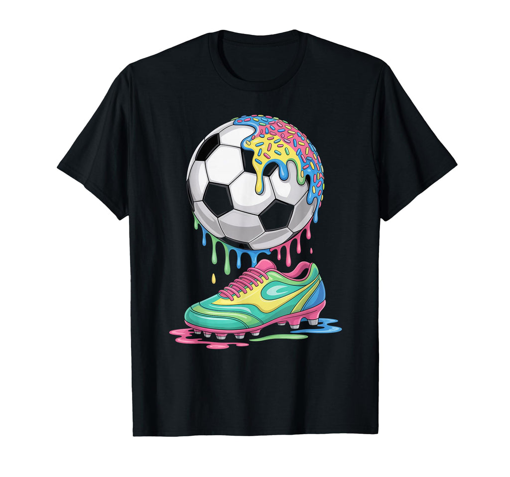 Soccer Ball Drip Ice Cream Drip T-Shirt - Aesthetic Graphic for Adults - T-Shirt, Sweatshirt, Hoodie