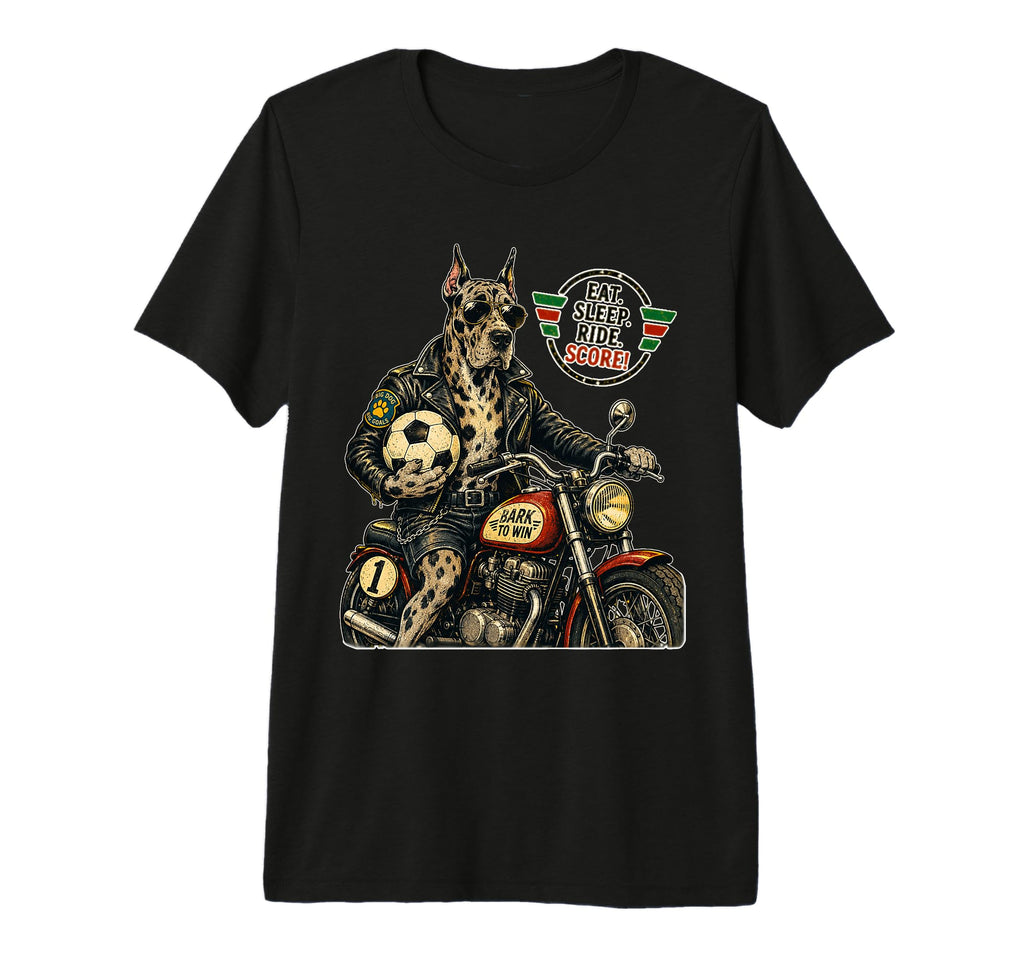 Great Dane Motorbike Love Footbal T-Shirt - Aesthetic Graphic Unisex - T-Shirt, Sweatshirt, Hoodie