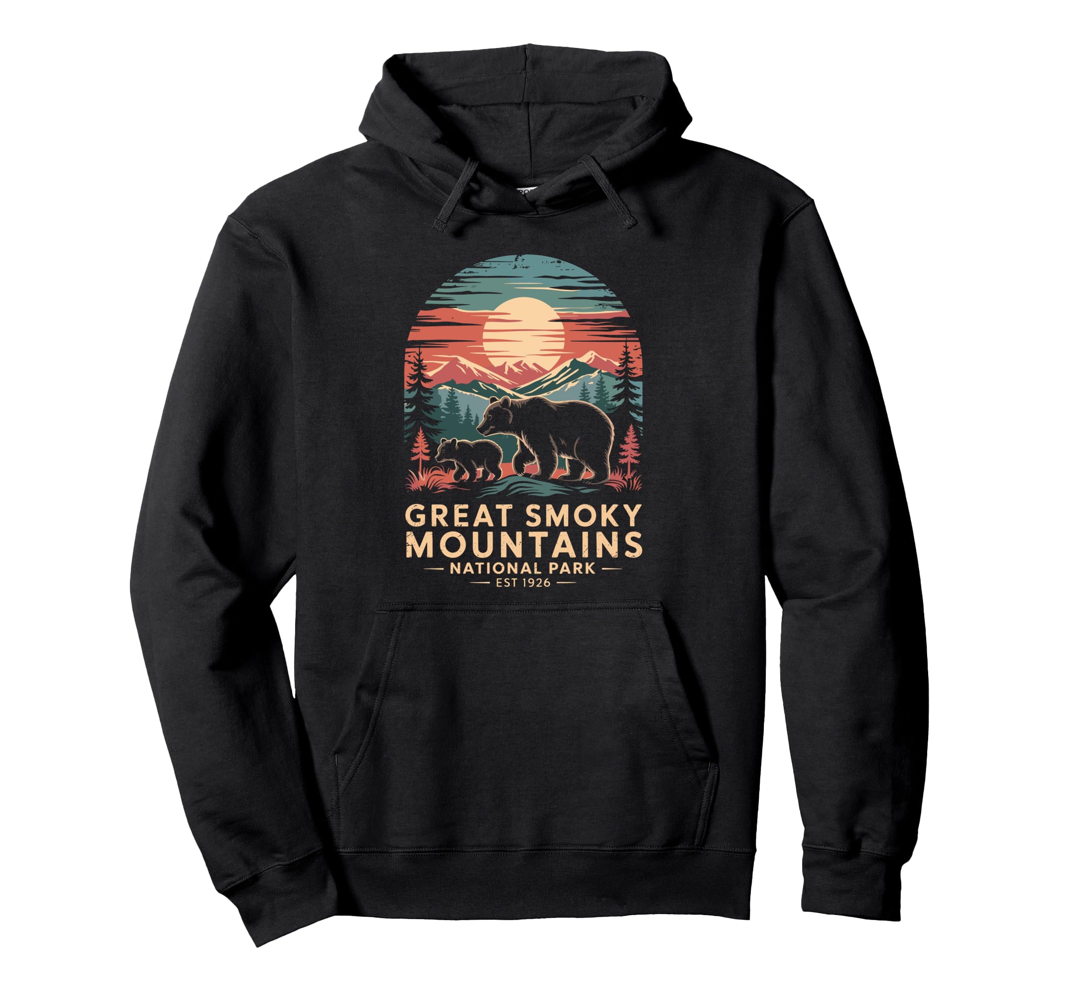 Great Smoky Mountains Bear Sunset Hoodie - Unique Graphic for Adults - T-Shirt, Sweatshirt, Hoodie