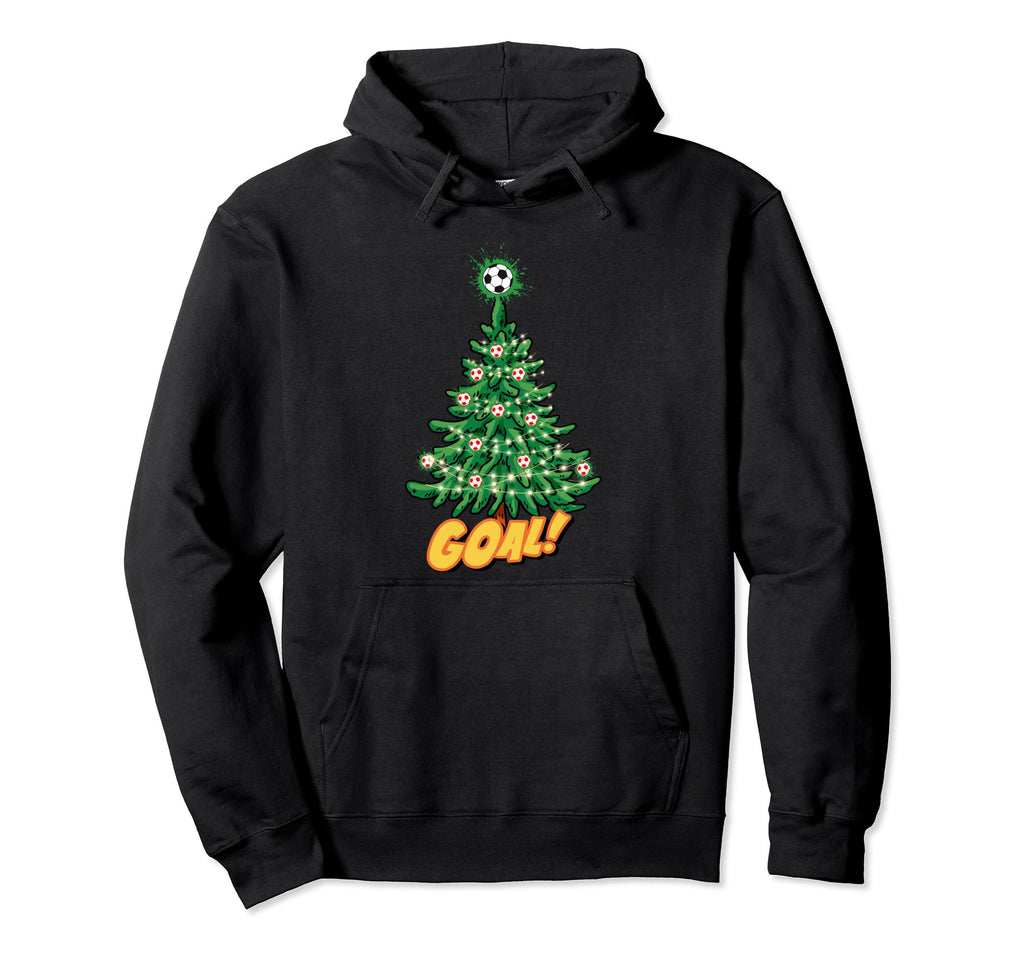 Soccer Tree Hit That Goal Merry Hoodie - Minimalist Print for Adults - T-Shirt, Sweatshirt, Hoodie