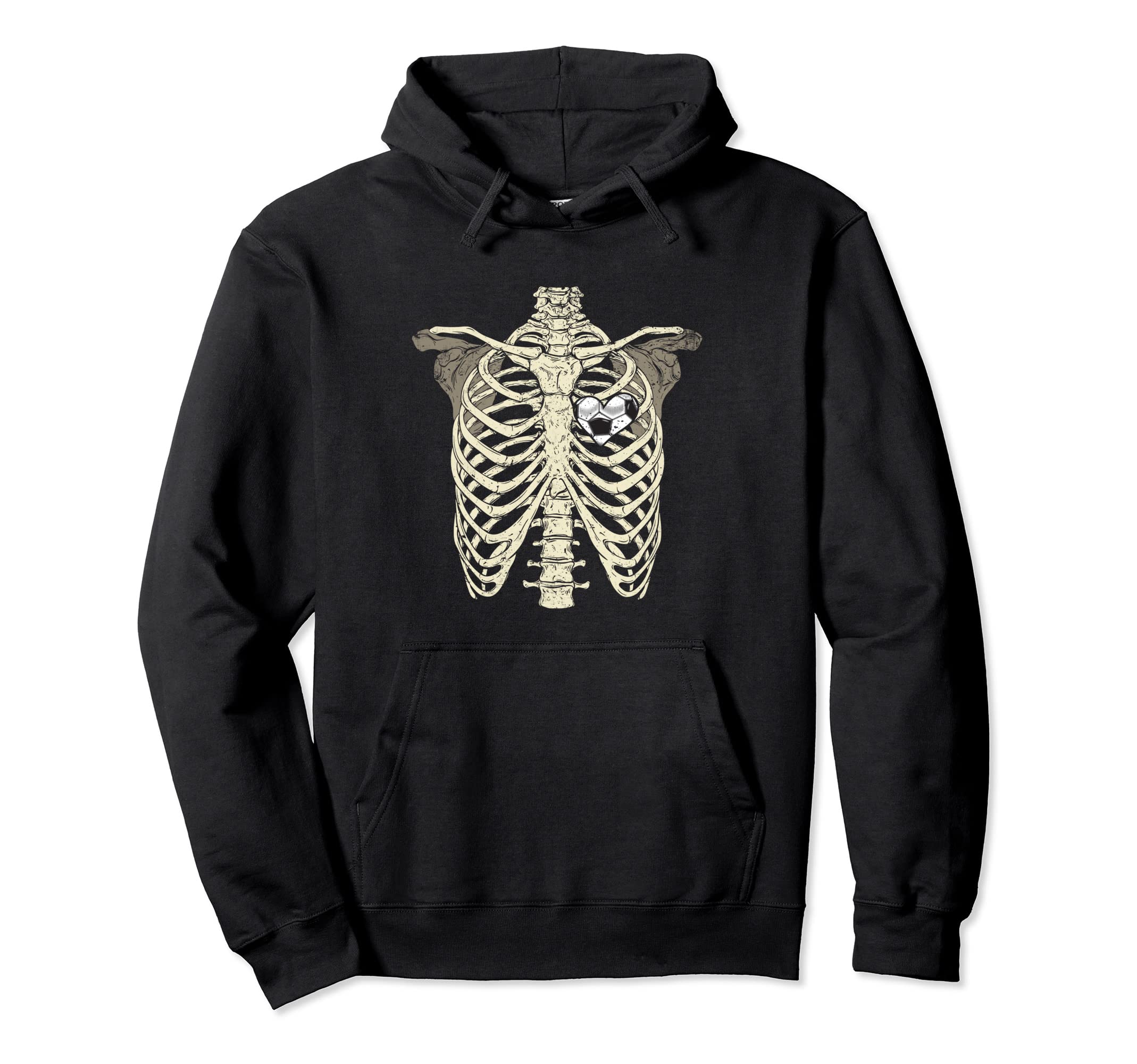 Rib Cage Heart Soccer Halloween Soccer Hoodie - Custom Art Print Unisex - T-Shirt, Sweatshirt, Hoodie