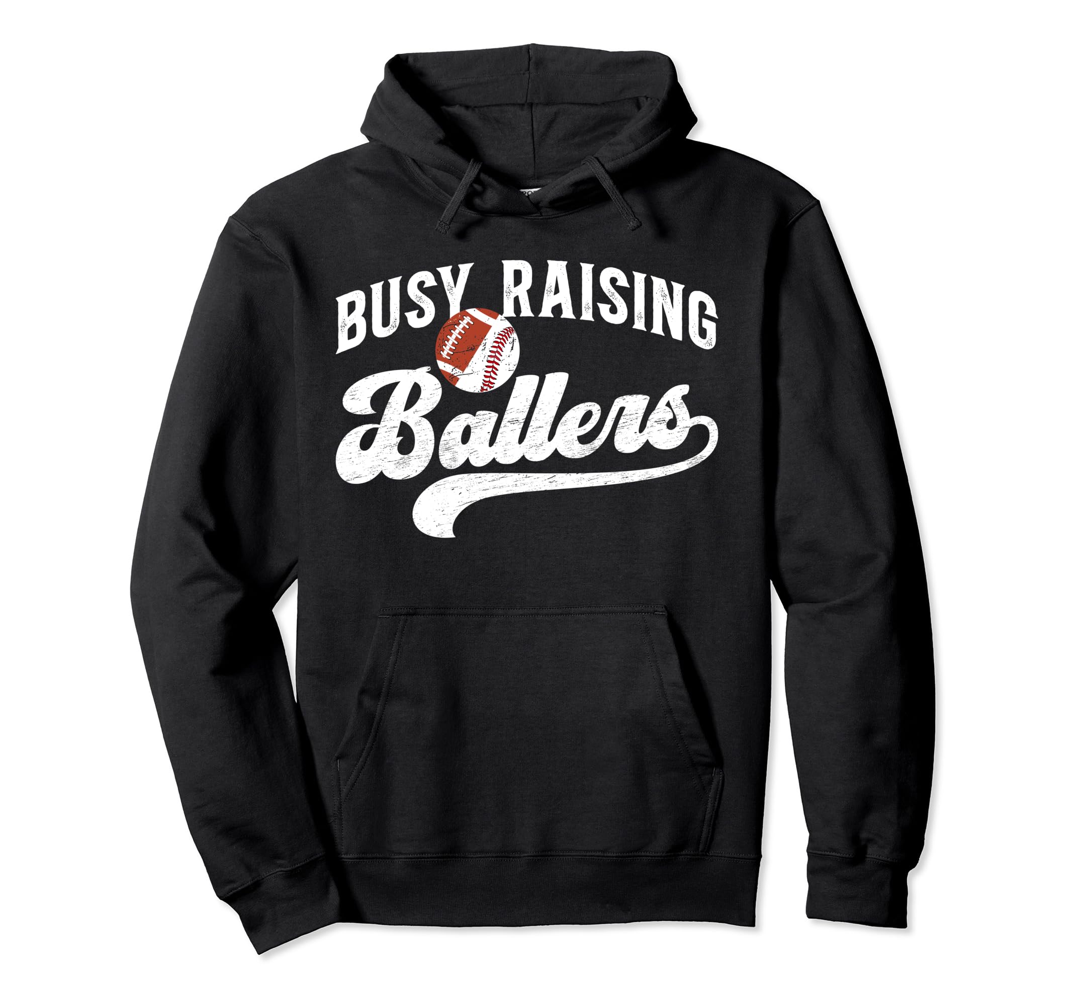 Busy Raising Ballers Football Baseball Hoodie - Minimalist Print Men Women - T-Shirt, Sweatshirt, Hoodie