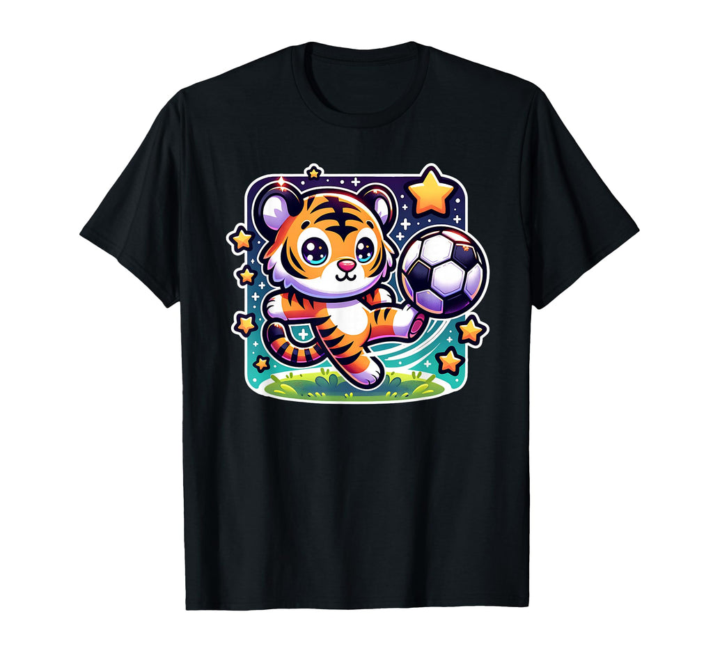 Soccer Player Tiger Cub Kicking Soccer Ball T-Shirt - Unique Graphic Unisex - T-Shirt, Sweatshirt, Hoodie