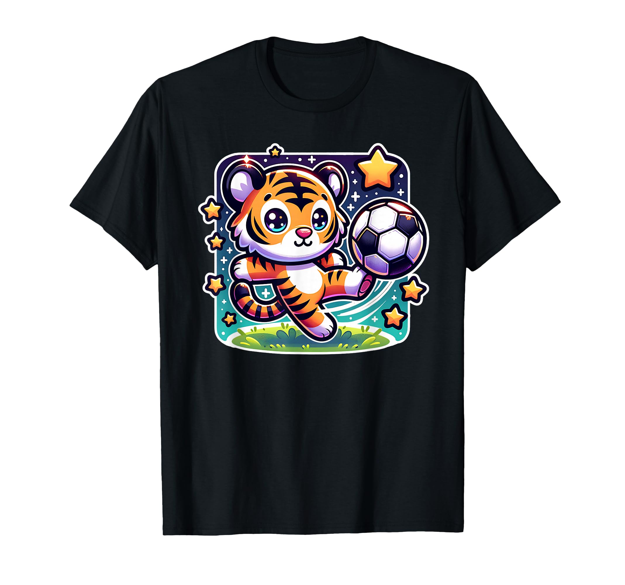 Soccer Player Tiger Cub Kicking Soccer Ball T-Shirt - Unique Graphic Unisex - T-Shirt, Sweatshirt, Hoodie