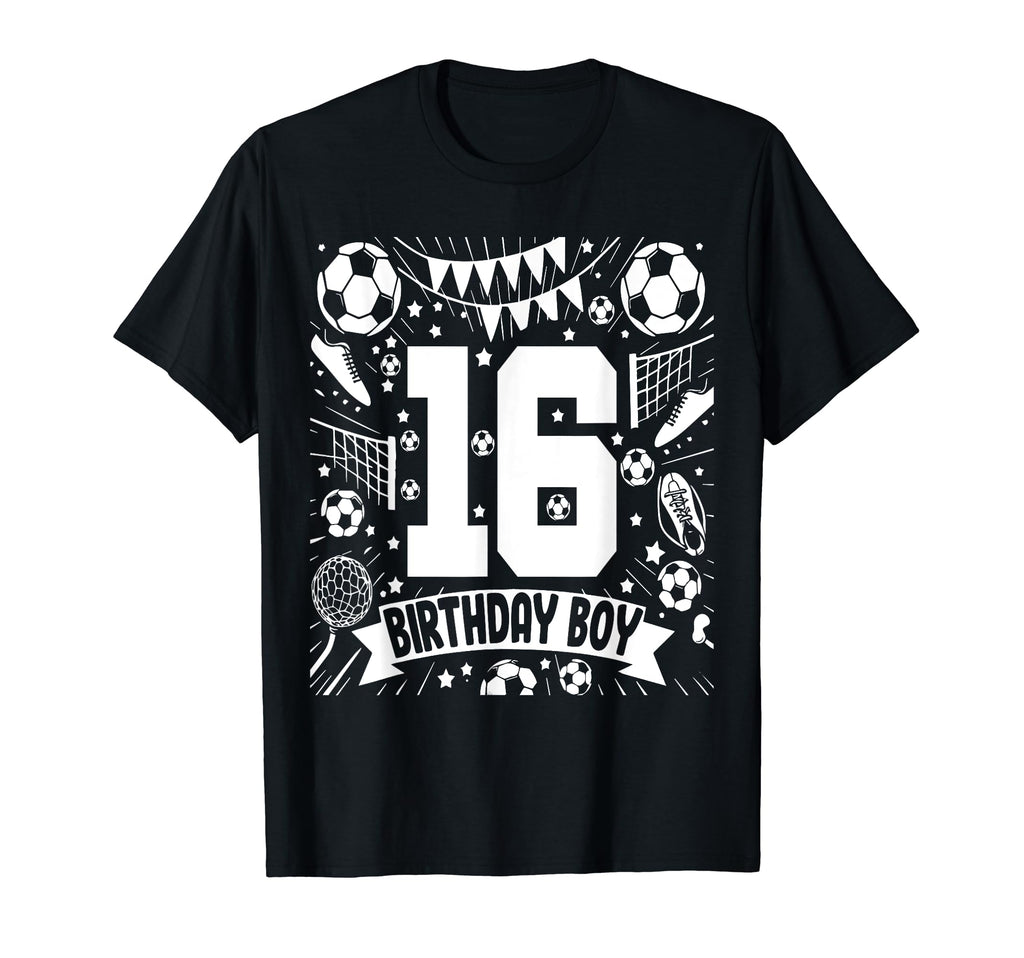 Soccer Birthday 16 Years Football T-Shirt - Custom Art Print for Adults - T-Shirt, Sweatshirt, Hoodie