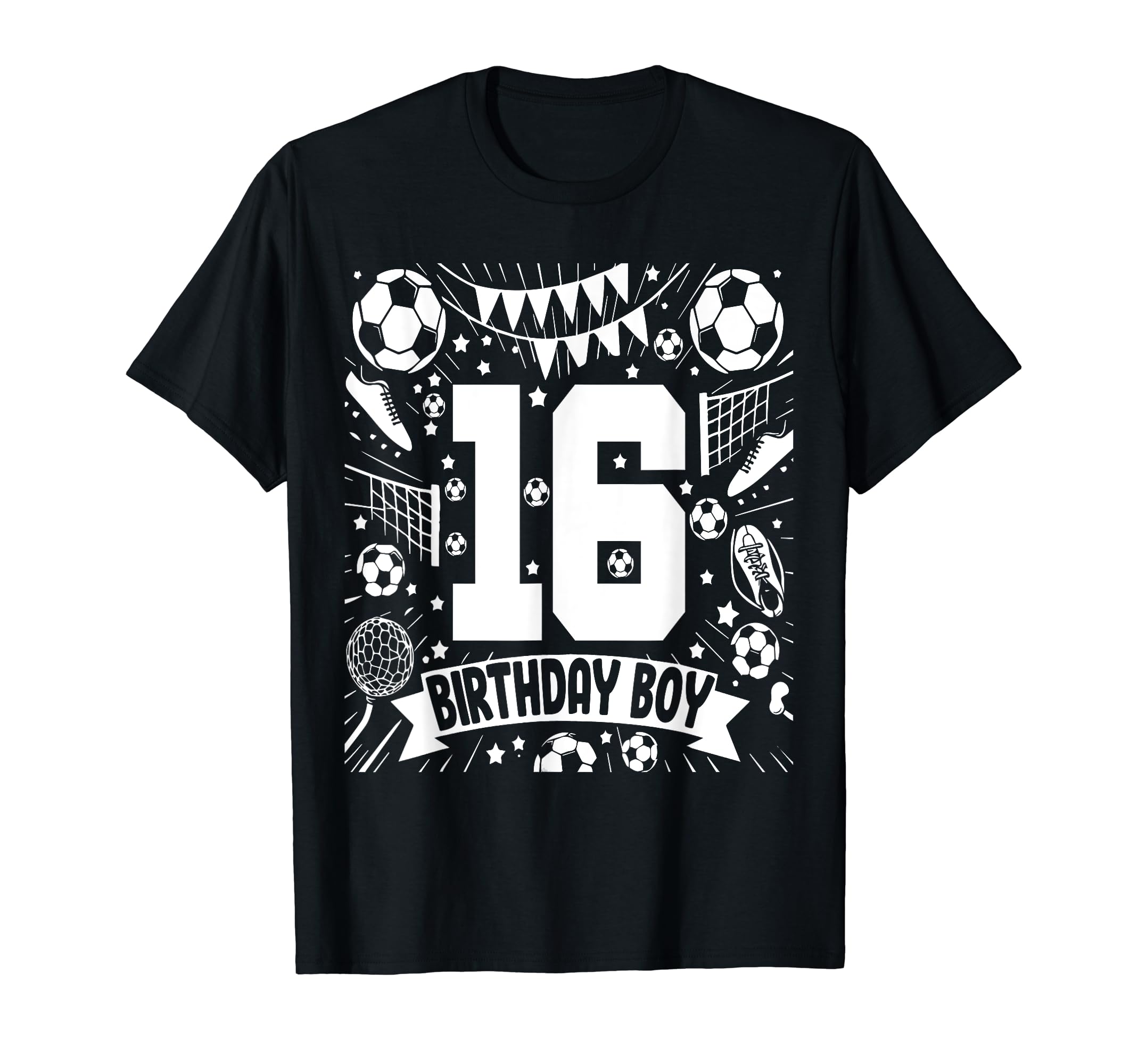 Soccer Birthday 16 Years Football T-Shirt - Custom Art Print for Adults - T-Shirt, Sweatshirt, Hoodie