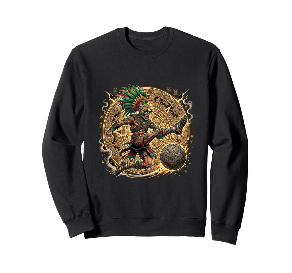 Aztec Warrior Soccer Jaguar Sweatshirt - Custom Art Print Men Women - T-Shirt, Sweatshirt, Hoodie