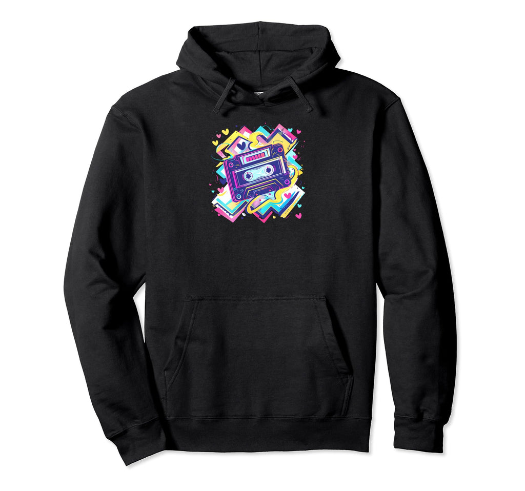 Cassette Tape Zigzags Hearts 90S R B Hoodie - Custom Art Print for Adults - T-Shirt, Sweatshirt, Hoodie